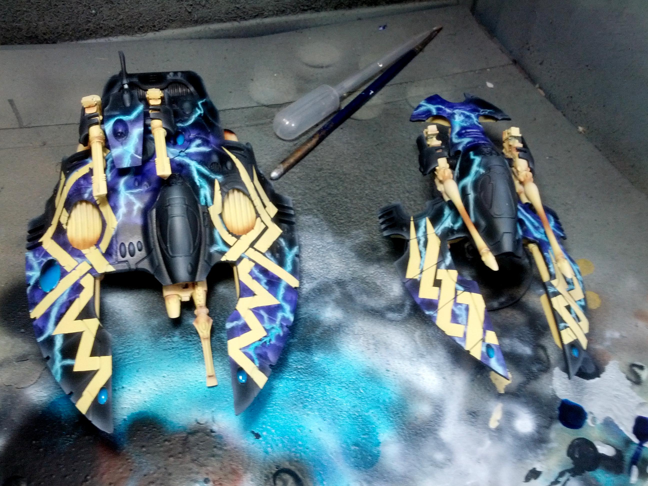 Ulthwe eldar wave serpent and hornet WIP