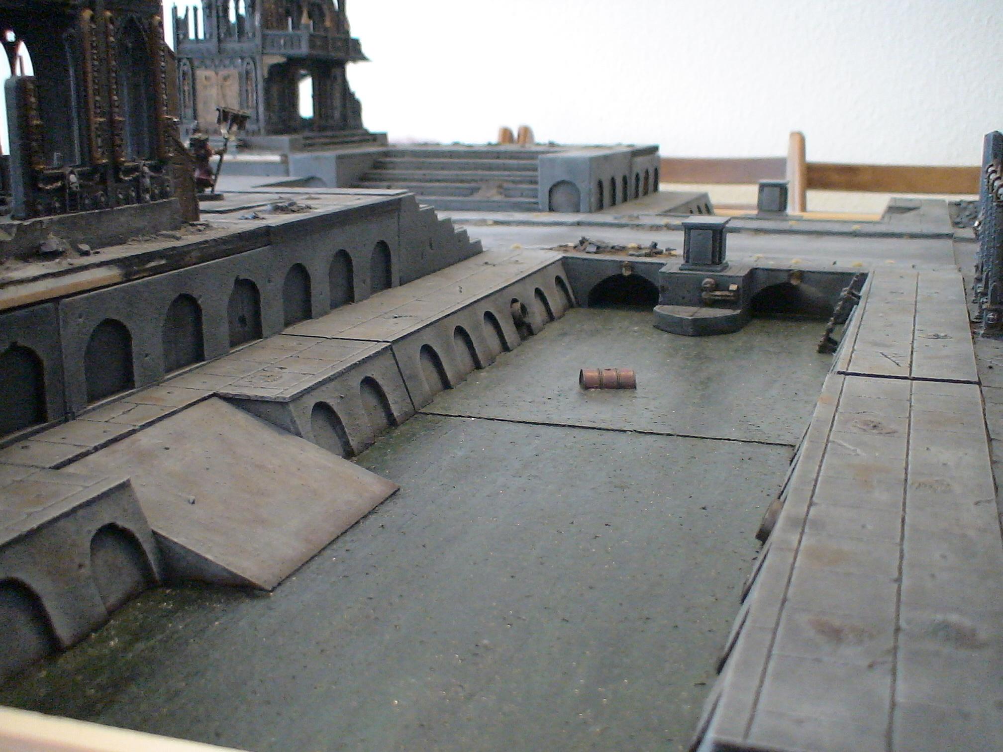 River with completed bridge