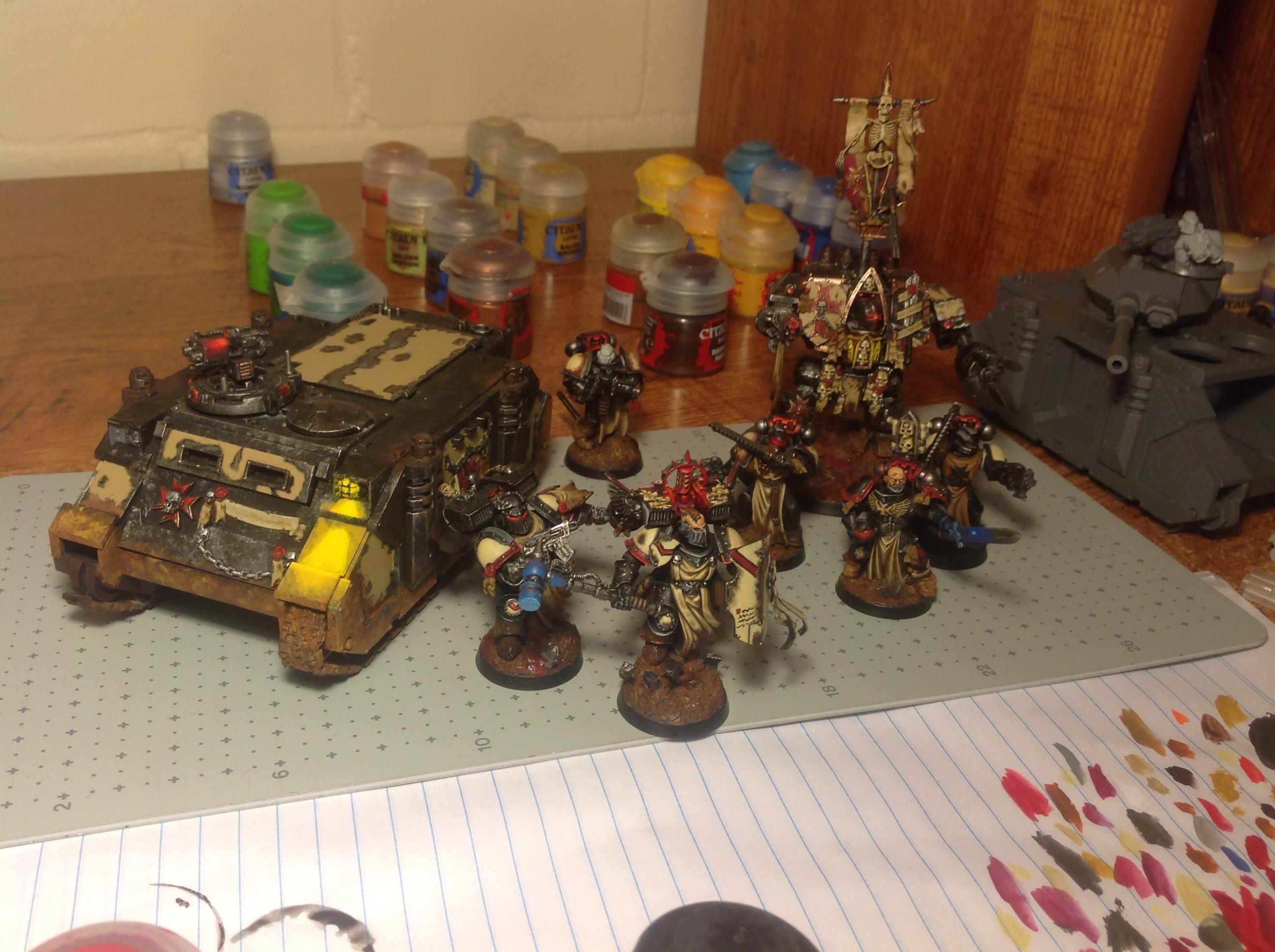 Black Templars, Chapter Master, Crusade, Dreadnought, Rhino, Space Marines, Vanguard