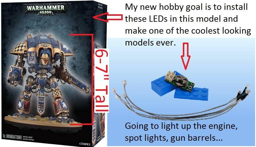 Imperial Knight, Knight Errant, Knight Titan, LED, Lighting Kit, Super-heavy, Walkthrough, Warhammer 40,000, Work In Progress