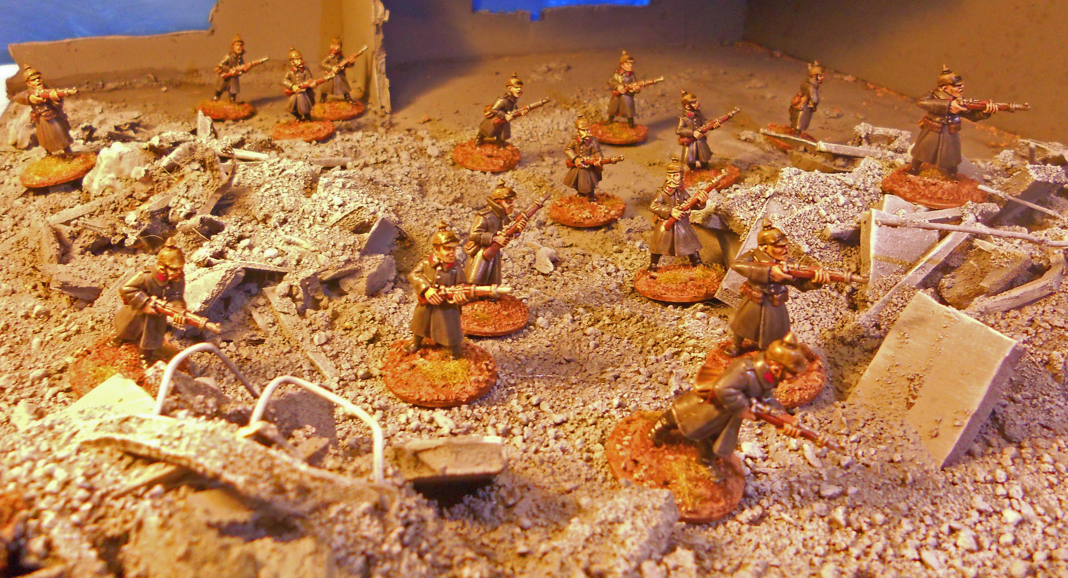 Historical, Germans running through rubble