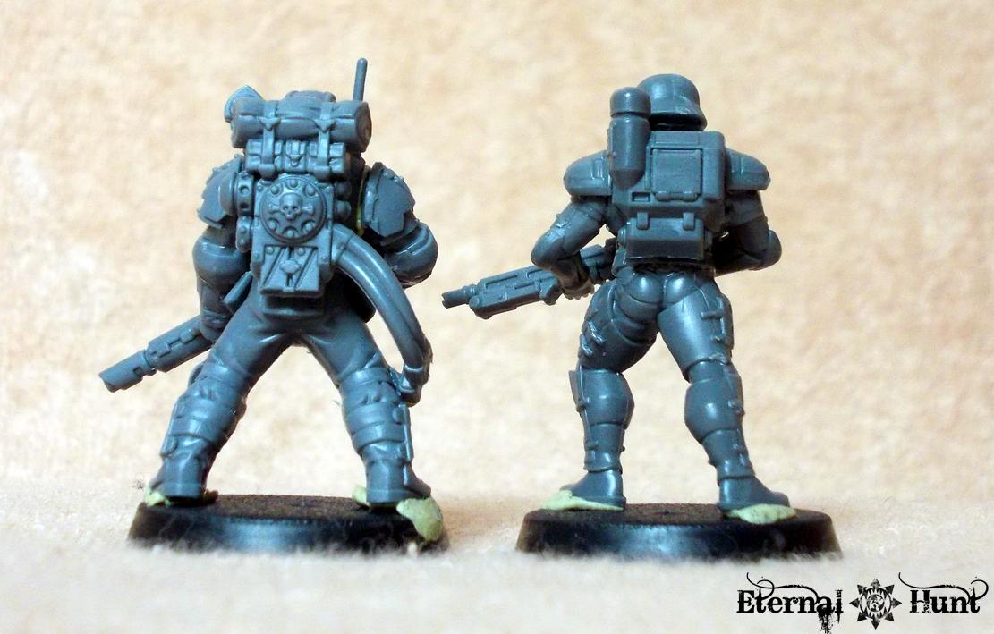 Comparison, Conversion, Dfg, Dreamforge Games, Eisenkern Stormtrooper, Games Workshop, Imperial Guard, Kitbashing, Pestus Scions, Stormtrooper, Te, Work In Progress