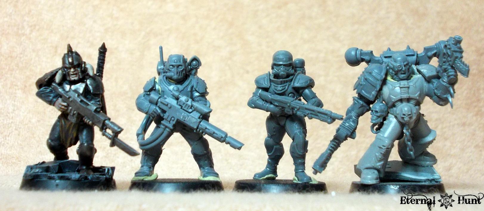 Comparison, Conversion, Dfg, Dreamforge Games, Eisenkern Stormtrooper, Games Workshop, Imperial Guard, Kitbashing, Pestus Scions, Stormtrooper, Te, Work In Progress