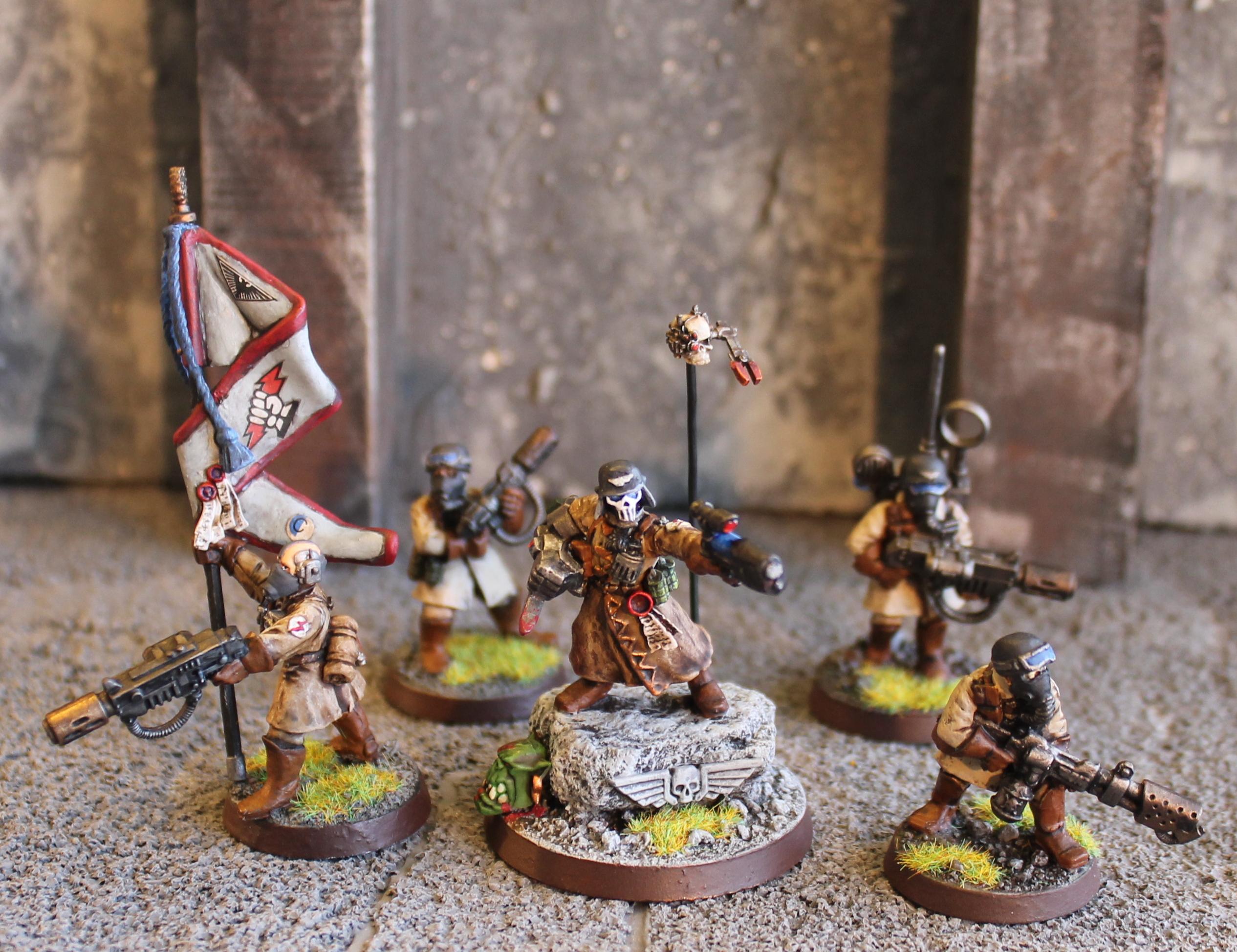 Astra Militarum, Command Squad, Conversion, Imperial Guard, Steel Legion, Warhammer 40,000