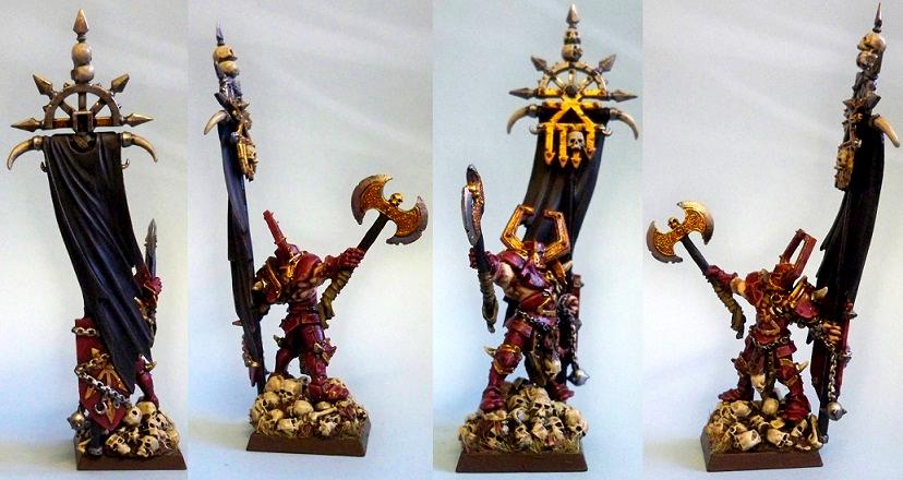 Chaos, Chaos Warrior, Conversion, Exalted Hero, Khornate, Khorne, Kitbash, Lord, Standard Bearer, Warhammer Fantasy, Warriors Of Chaos, Woc
