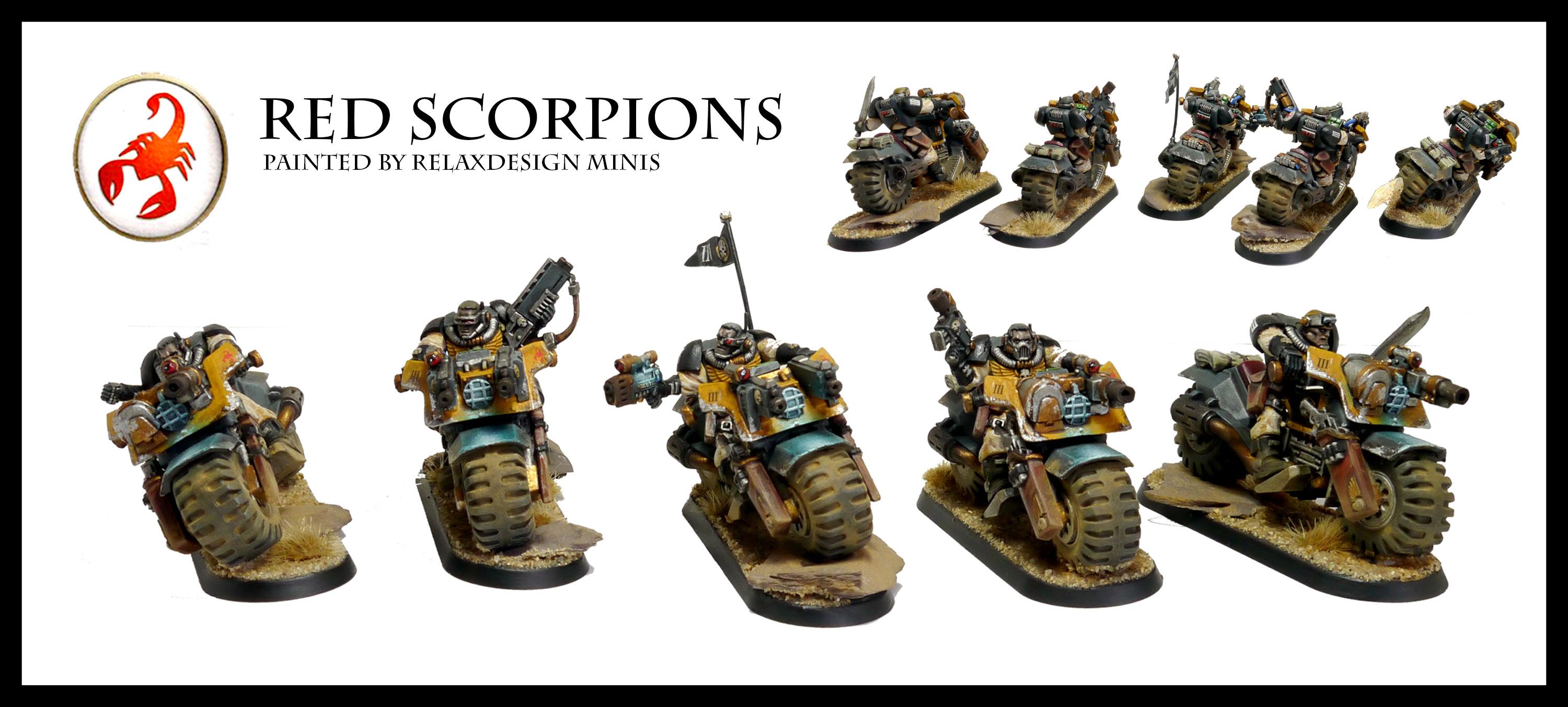 Bike Squad, Forge World, Games Workshop, Red Scorpions, Scouts, Space Marines, Warhammer 40,000, Warhammer Fantasy