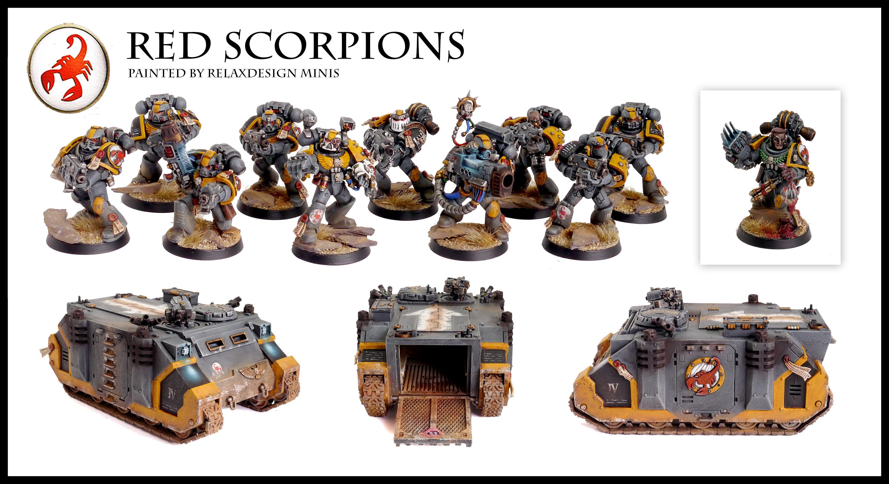 Apothecary, Forge World, Games Workshop, Red Scorpions, Rhino, Space Marines, Tactical Squad, Warhammer 40,000, Warhammer Fantasy