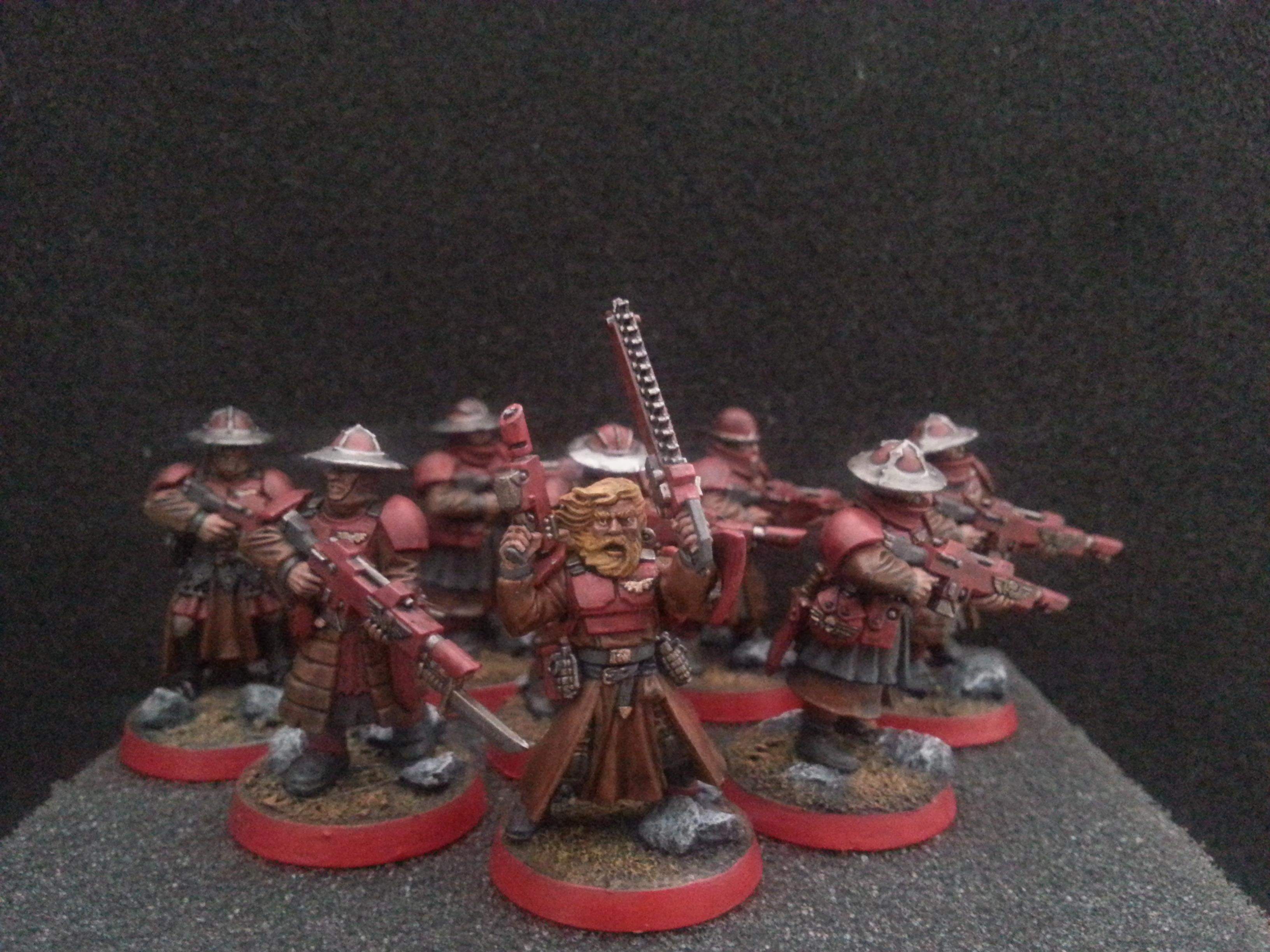 A nearly complete squad of Crimson Cavaliers, the special weapons guardsman is having his arms magnatized and will join them later