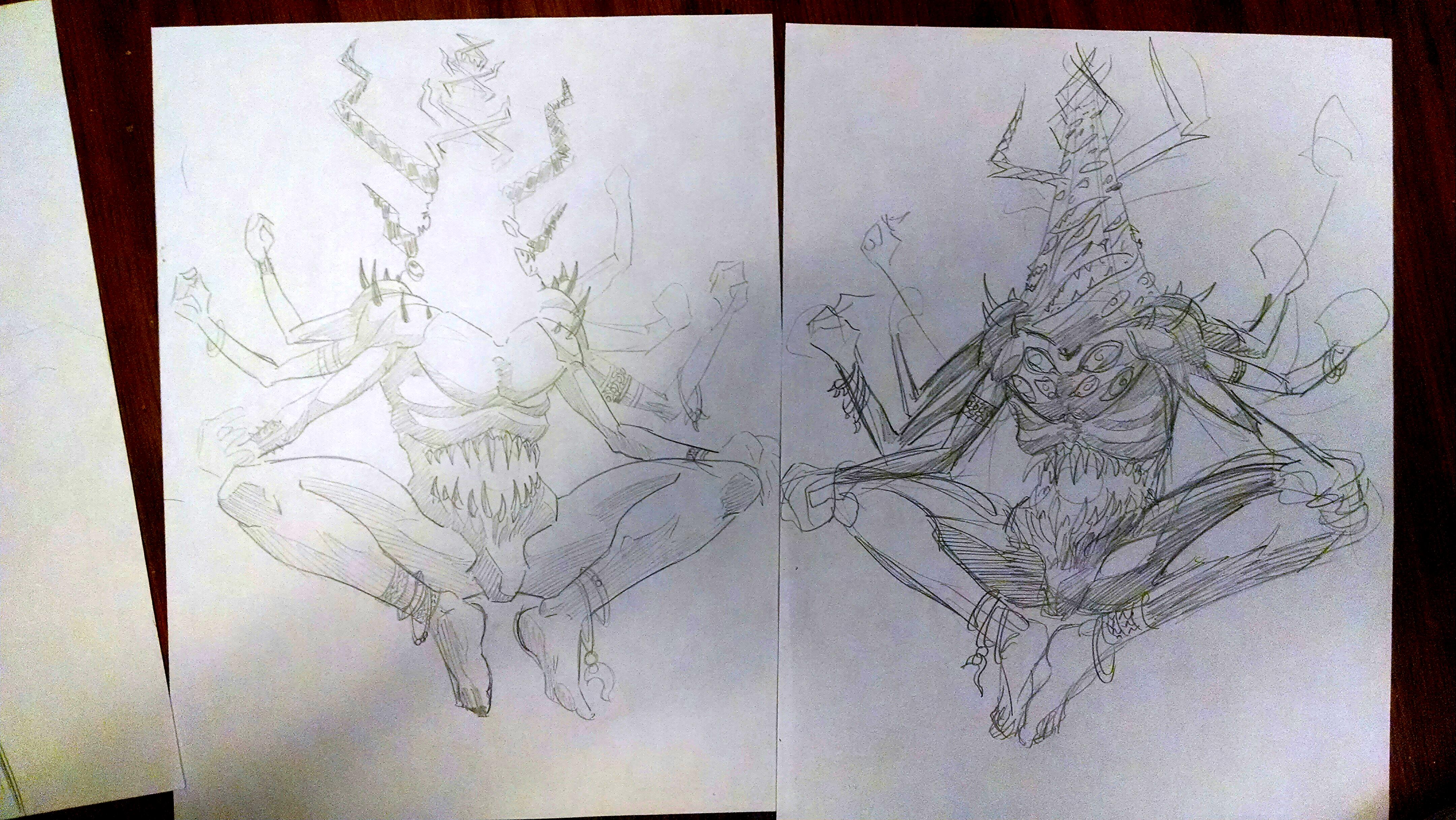 Chaos, Chaos Warrior, Daemons, Display Board, Freehand, Illustration, Khorne, Nurgle, Slaanesh, Tzeentch
