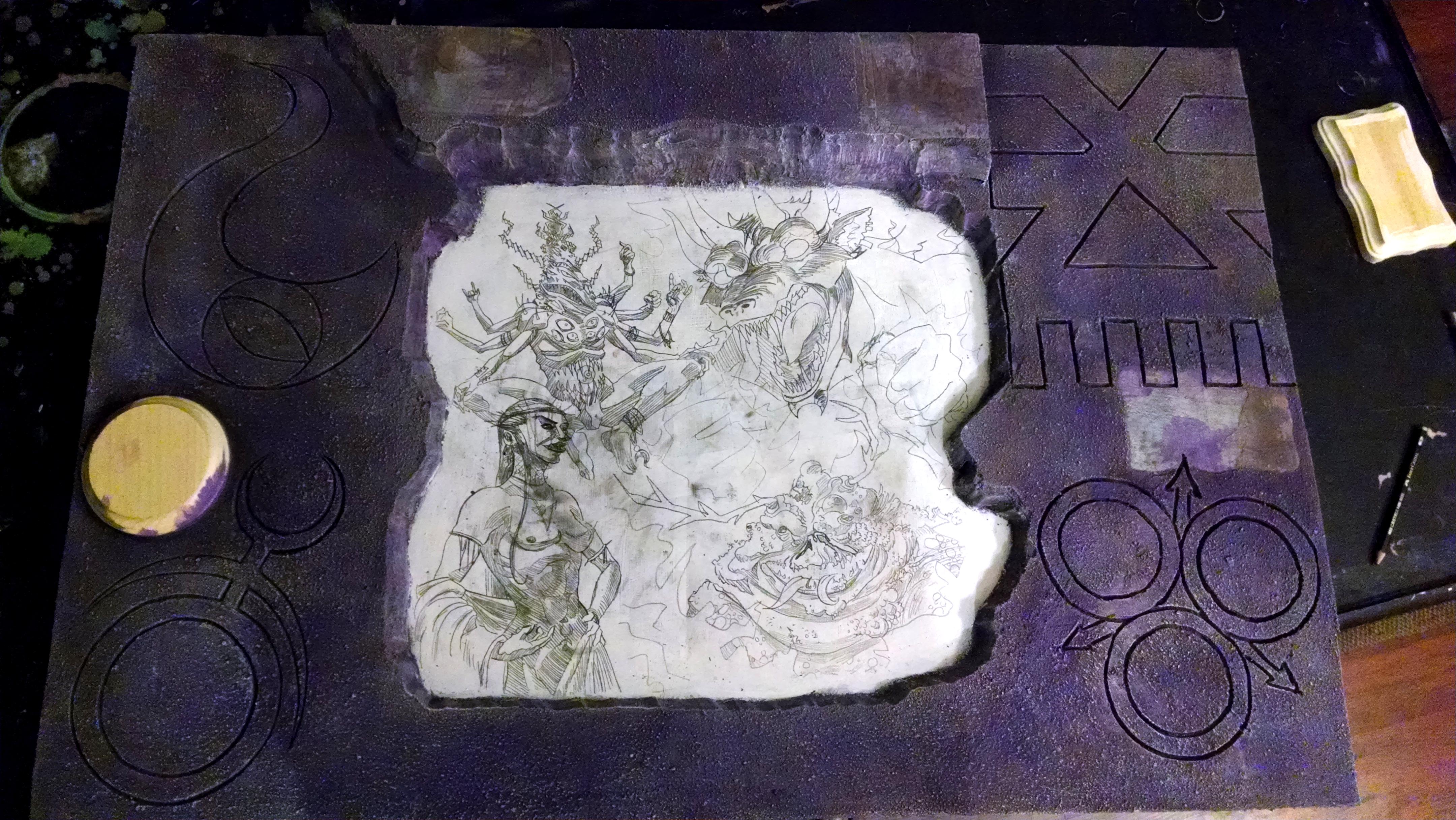 Chaos, Chaos Warrior, Daemons, Display Board, Freehand, Illustration, Khorne, Nurgle, Slaanesh, Tzeentch