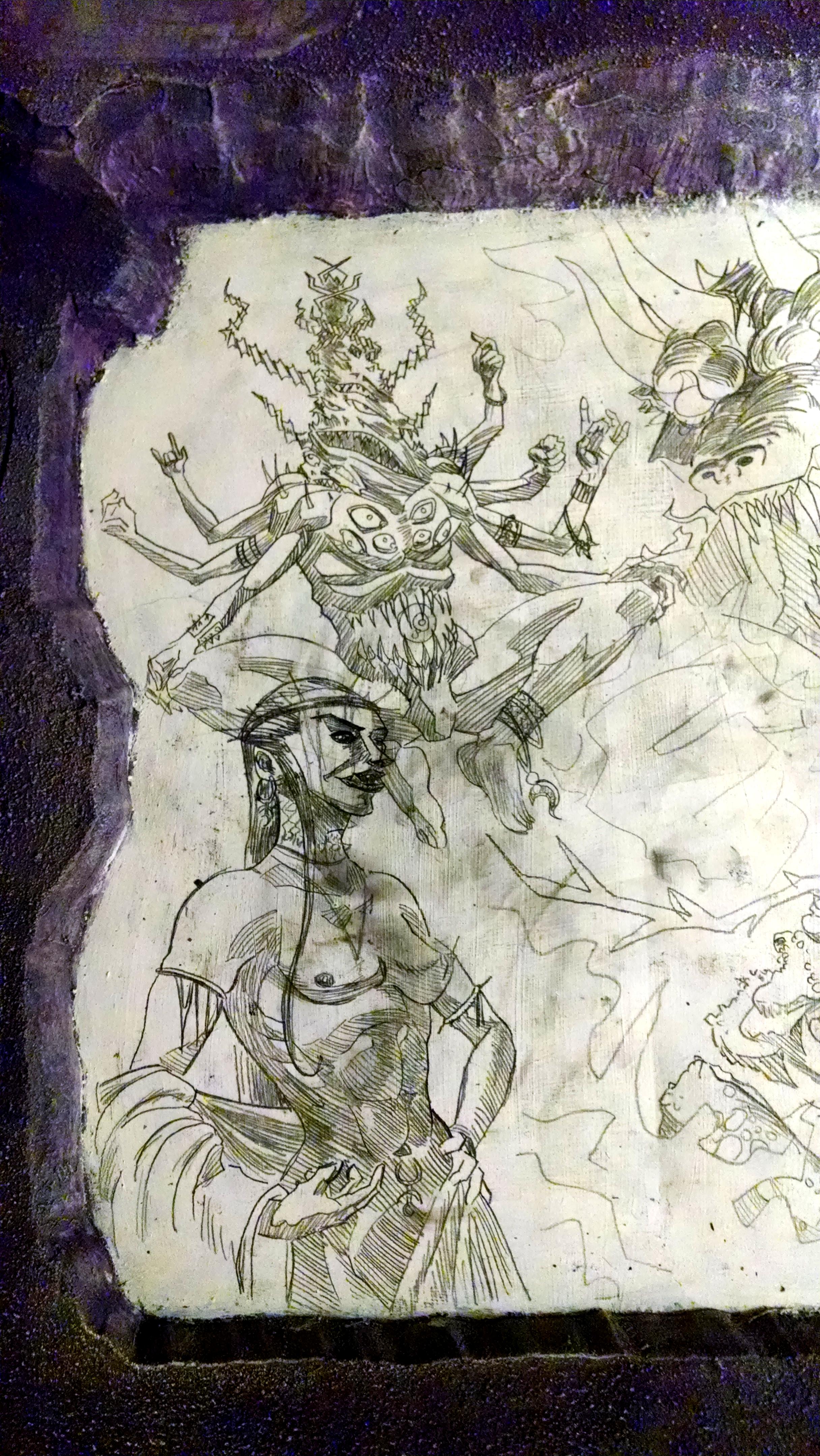 Chaos, Chaos Warrior, Daemons, Display Board, Freehand, Illustration, Khorne, Nurgle, Slaanesh, Tzeentch
