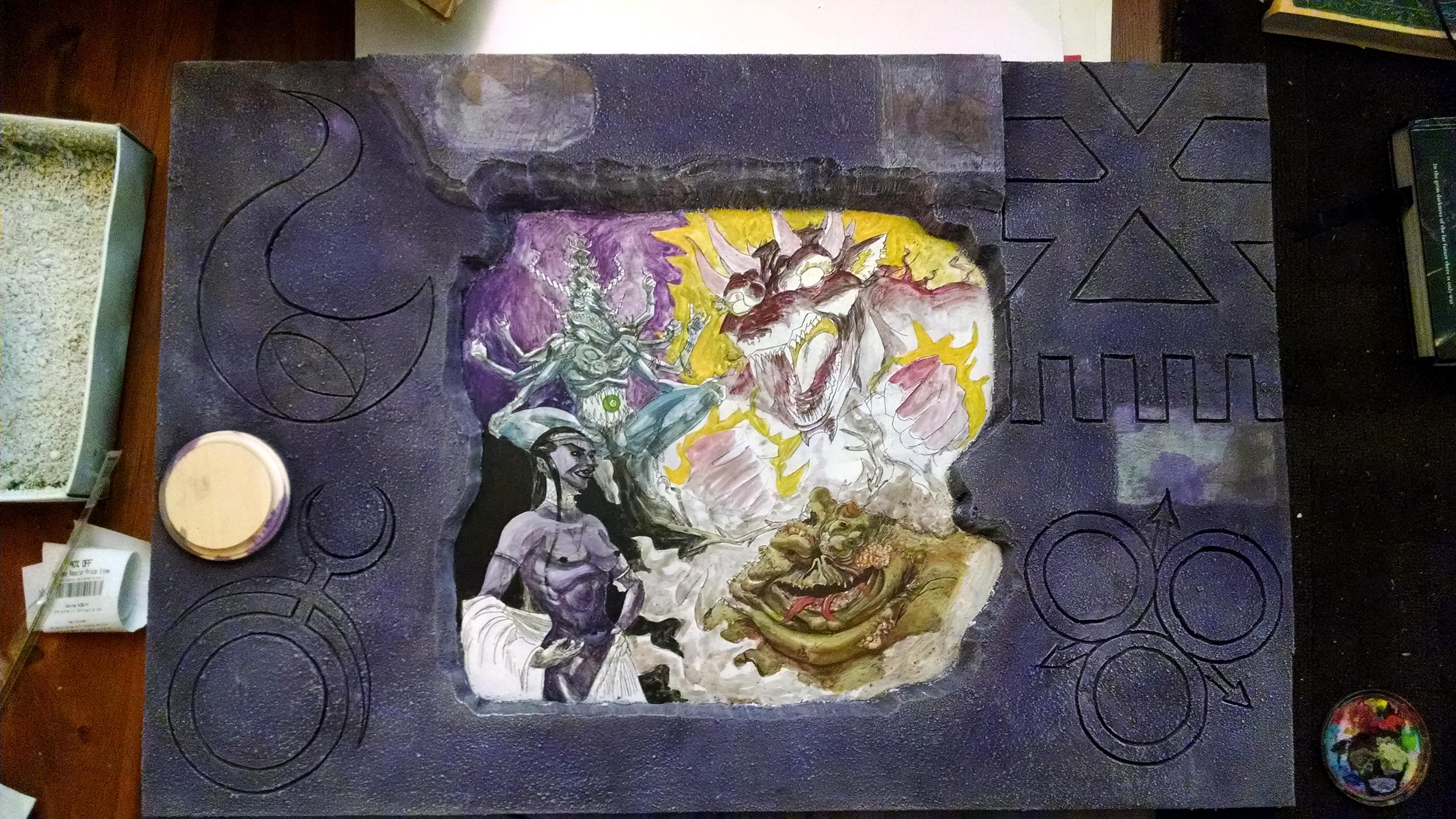 Chaos, Chaos Warrior, Daemons, Display Board, Freehand, Illustration, Khorne, Nurgle, Slaanesh, Tzeentch