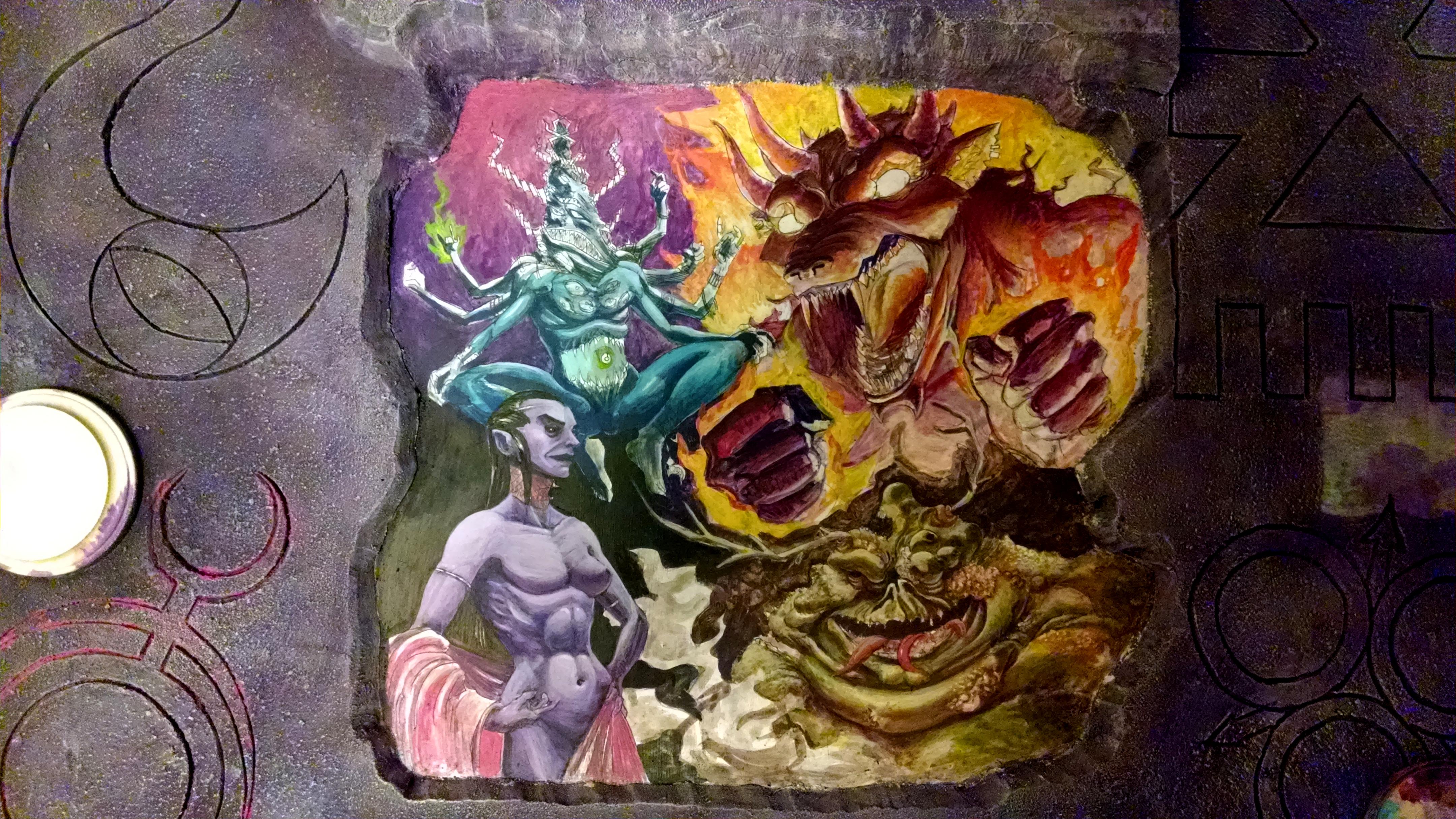 Chaos, Chaos Warrior, Daemons, Display Board, Freehand, Illustration, Khorne, Nurgle, Slaanesh, Tzeentch