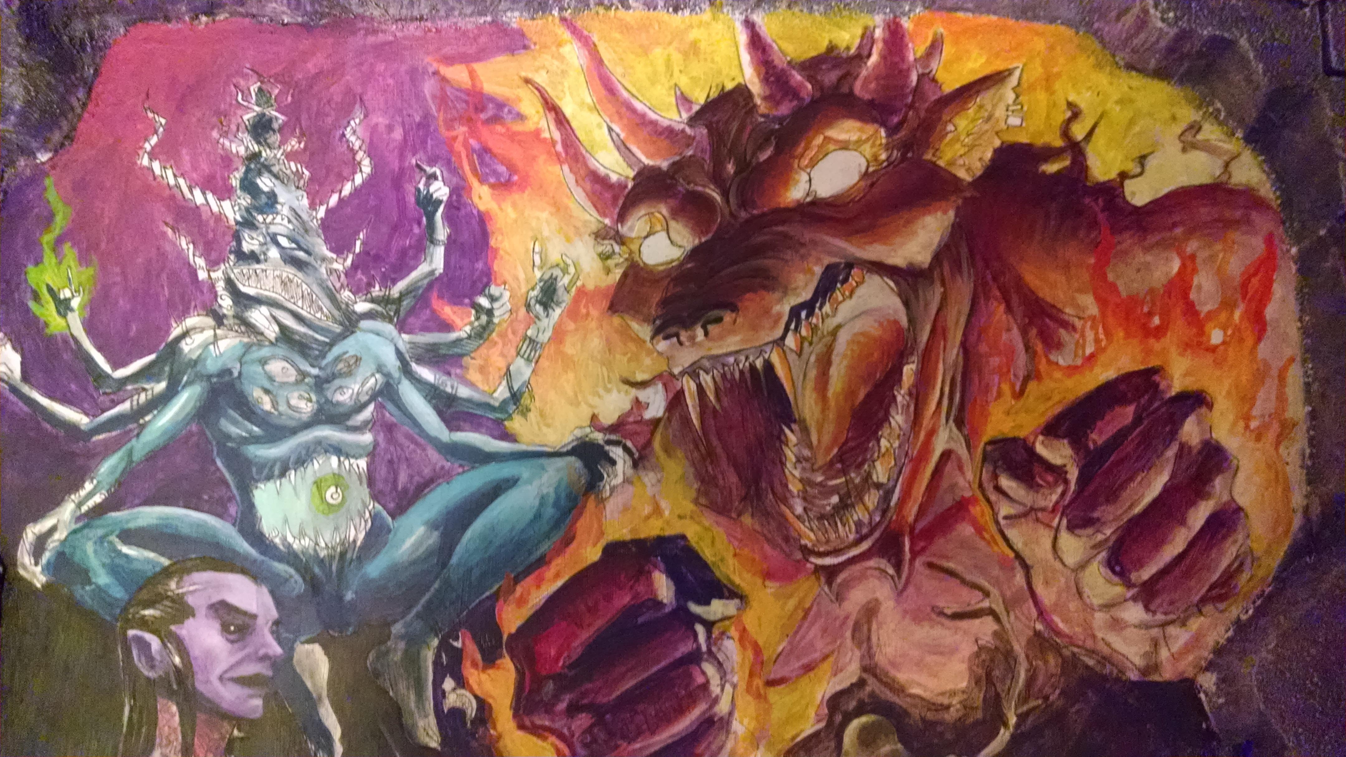 Chaos, Chaos Warrior, Daemons, Display Board, Freehand, Illustration, Khorne, Nurgle, Slaanesh, Tzeentch