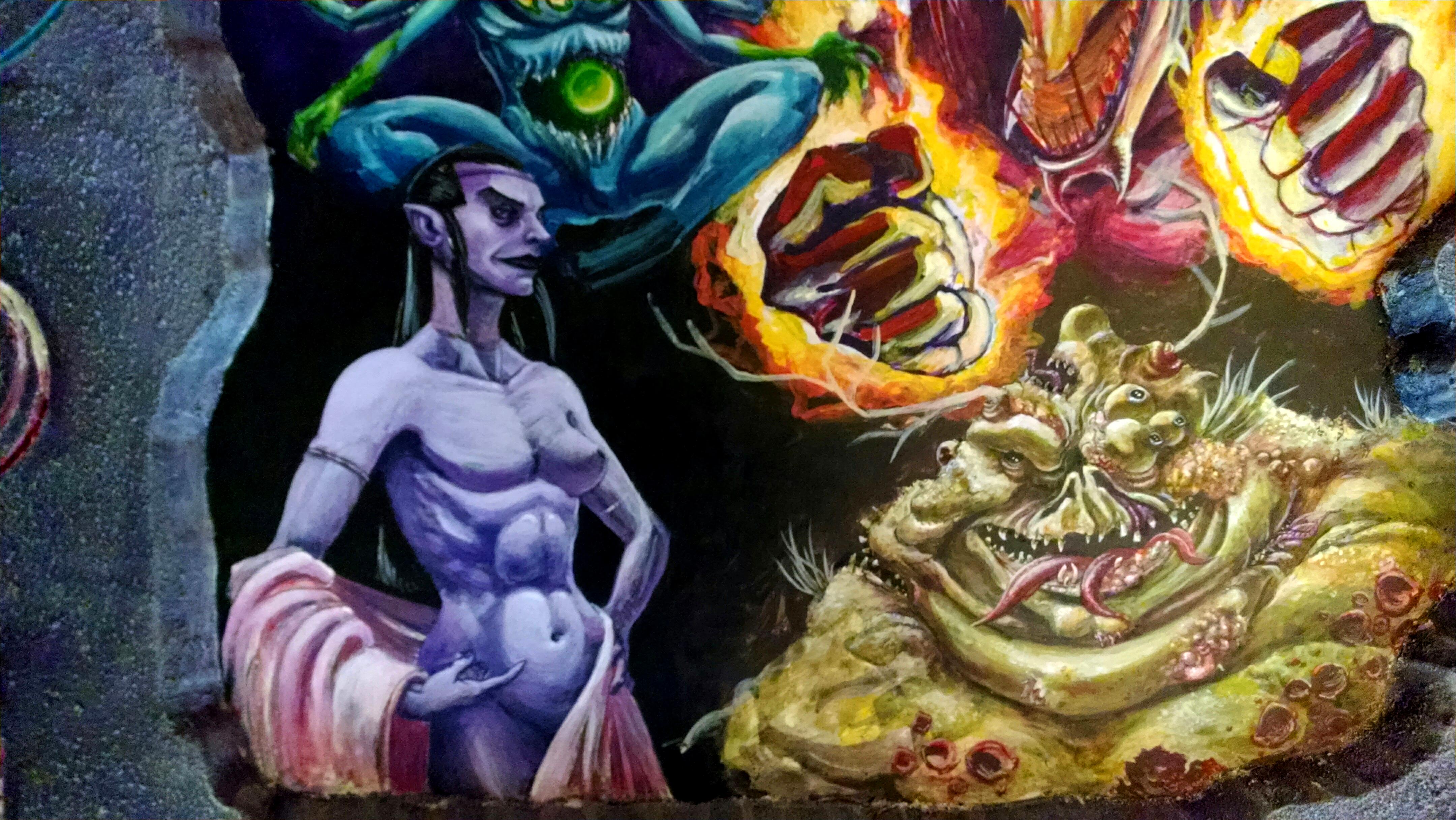 Chaos, Chaos Warrior, Daemons, Display Board, Freehand, Illustration, Khorne, Nurgle, Slaanesh, Tzeentch