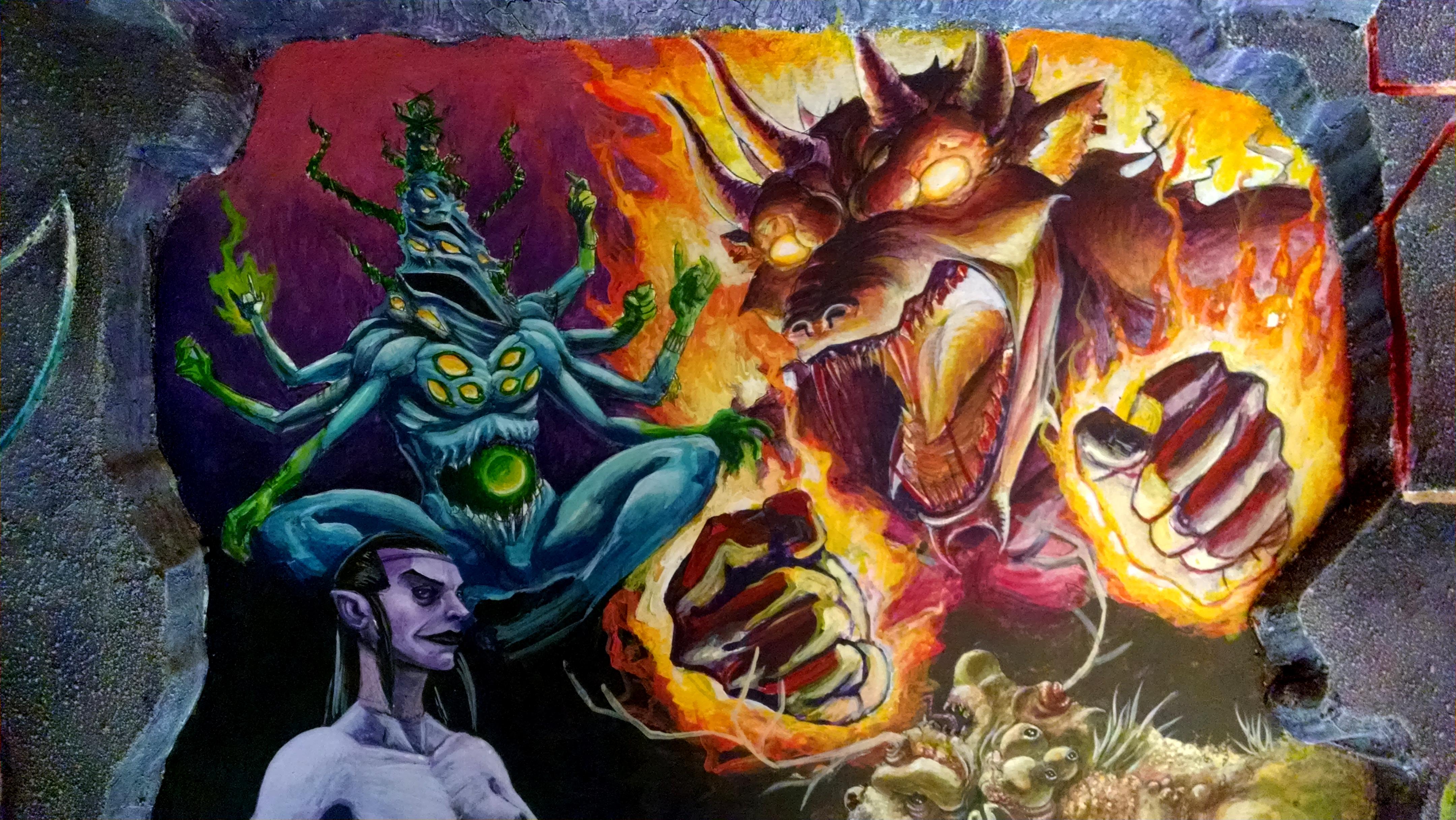 Chaos, Chaos Warrior, Daemons, Display Board, Freehand, Illustration, Khorne, Nurgle, Slaanesh, Tzeentch