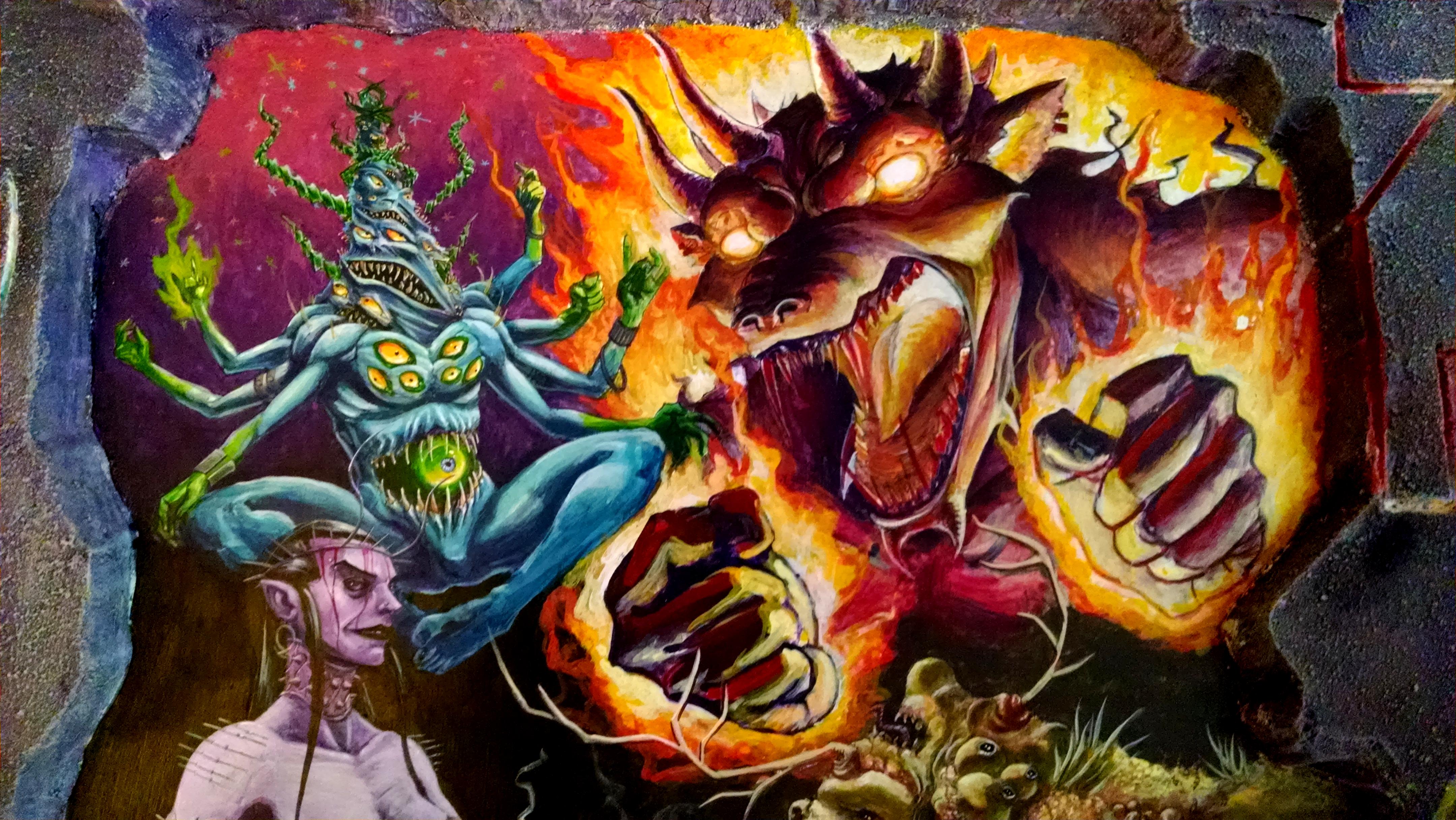 Chaos, Chaos Warrior, Daemons, Display Board, Freehand, Illustration, Khorne, Nurgle, Slaanesh, Tzeentch