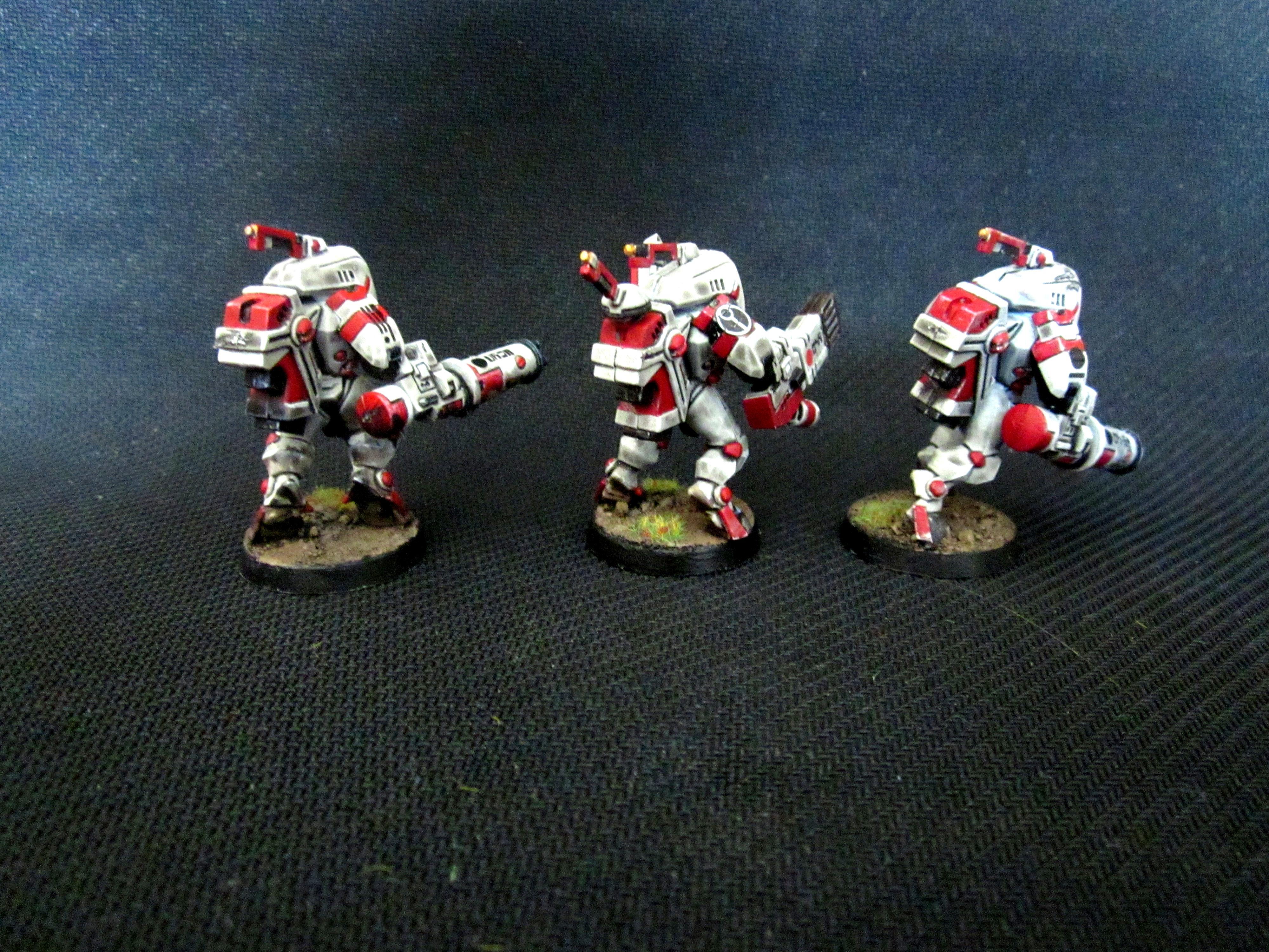 Black, Mud, Object Source Lighting, Red, Stealth, Suit, Tau, Weathered, White