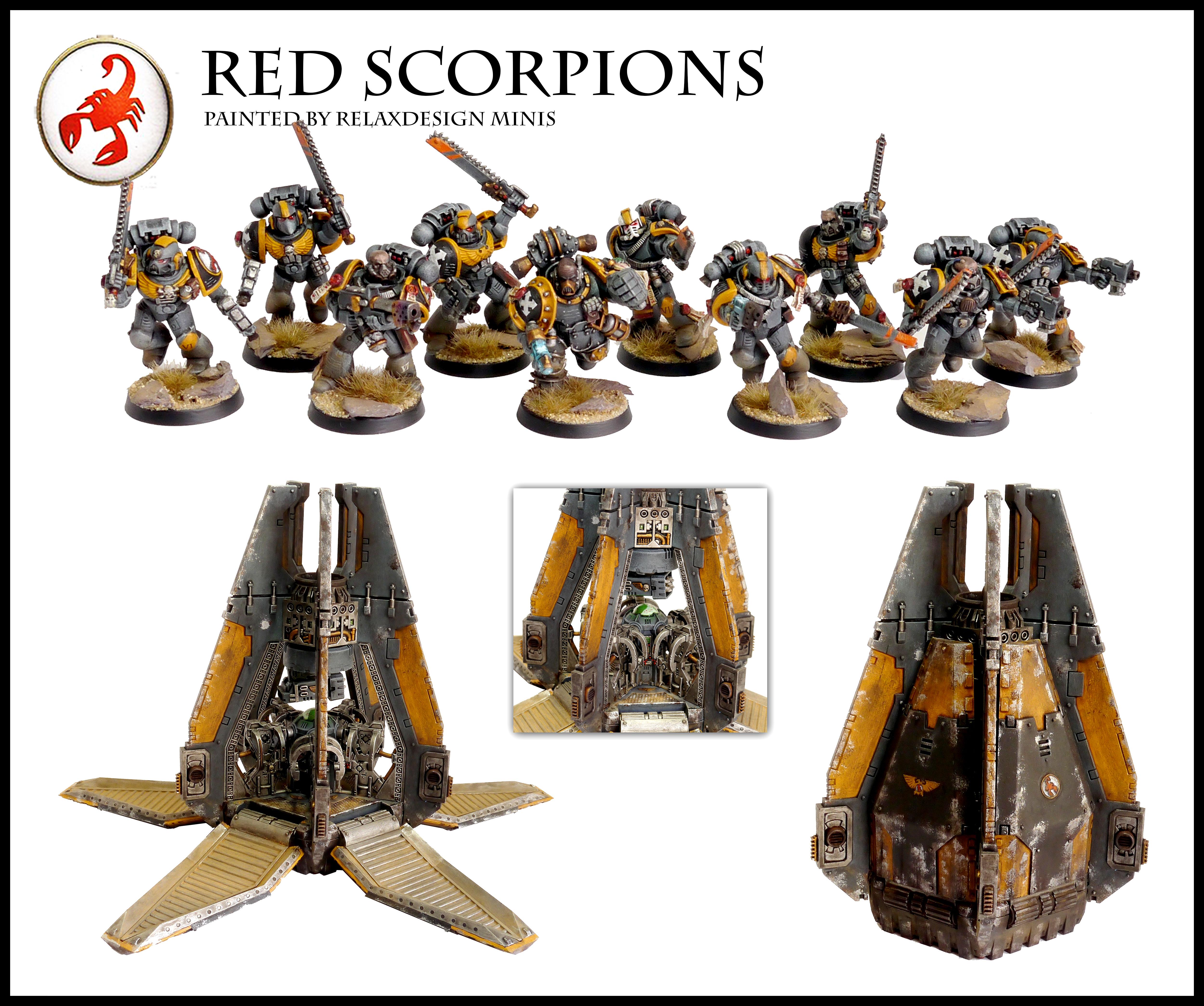 Assault Squad, Drop Pod, Forge World, Games Workshop, Red Scorpions, Space Marines, Warhammer 40,000, Warhammer Fantasy
