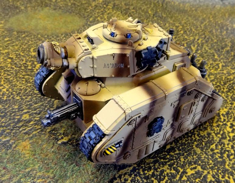 Airbrush, Armor, Astra Militarum, Brown, Camouflage, Demolisher, Desert, Heavy Bolter, Heavy Support, Imperial Guard, Leman Russ, Leman Russ Demolisher, Striped, Tallarn Desert Raiders, Tank, Tiger Striped
