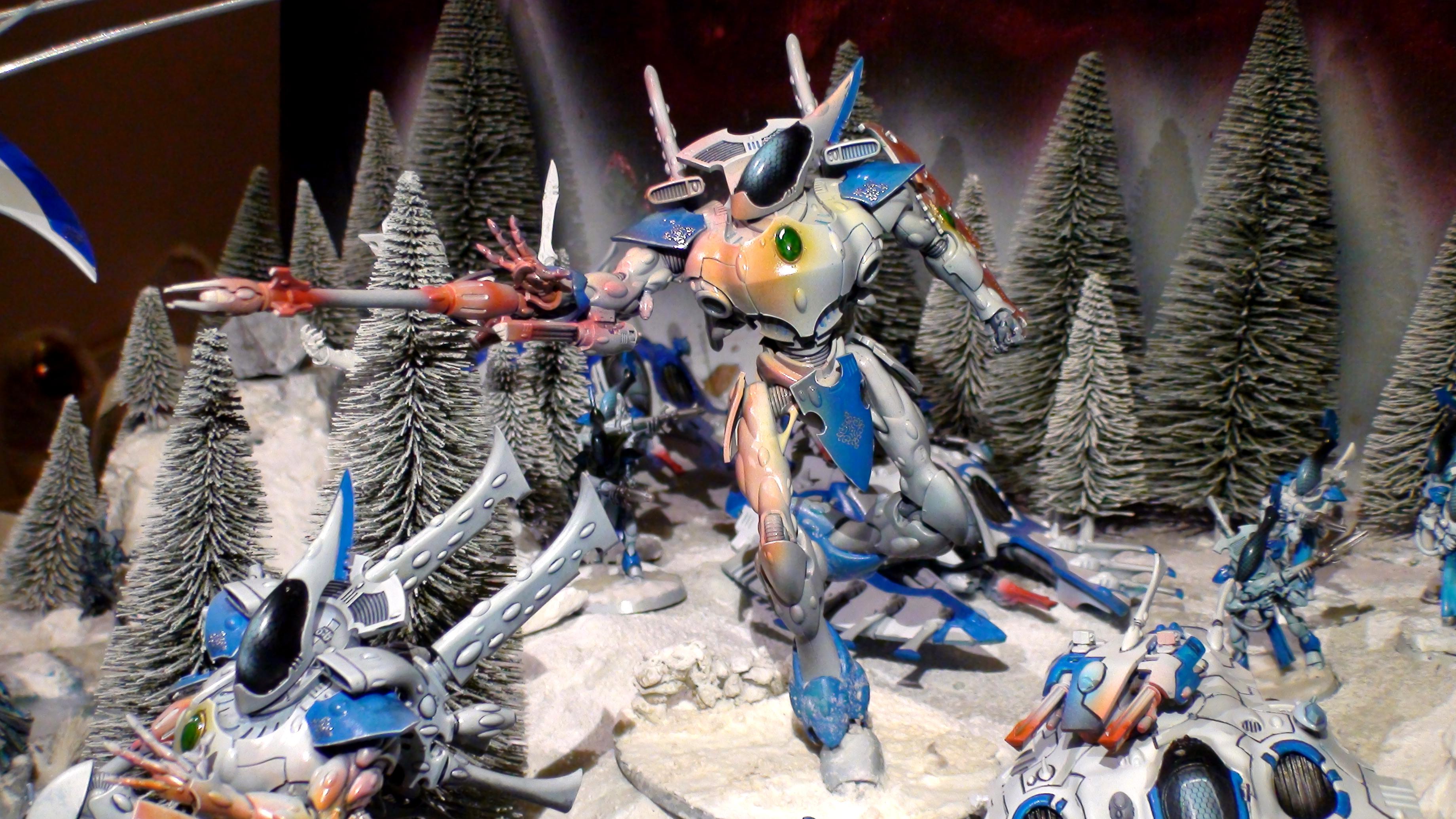 Army, Blue White, Diorama, Eldar, Eldar Wraith Army, Force, Forest, Forge World, Ghost, Host, Ilyrith, Iyanden, Iybraesil, Iybraezil, Phoenix Lord, Shadow, Snow, Spectres, Spirit, Spirit Host, Spirit Only, Warhammer 40,000, Warhammer Fantasy, Waveserpent, Winter, Wraith, Wraith Host, Wraith Only, Wraithguard, Wraithknight, Wraithknights, Wraithlord