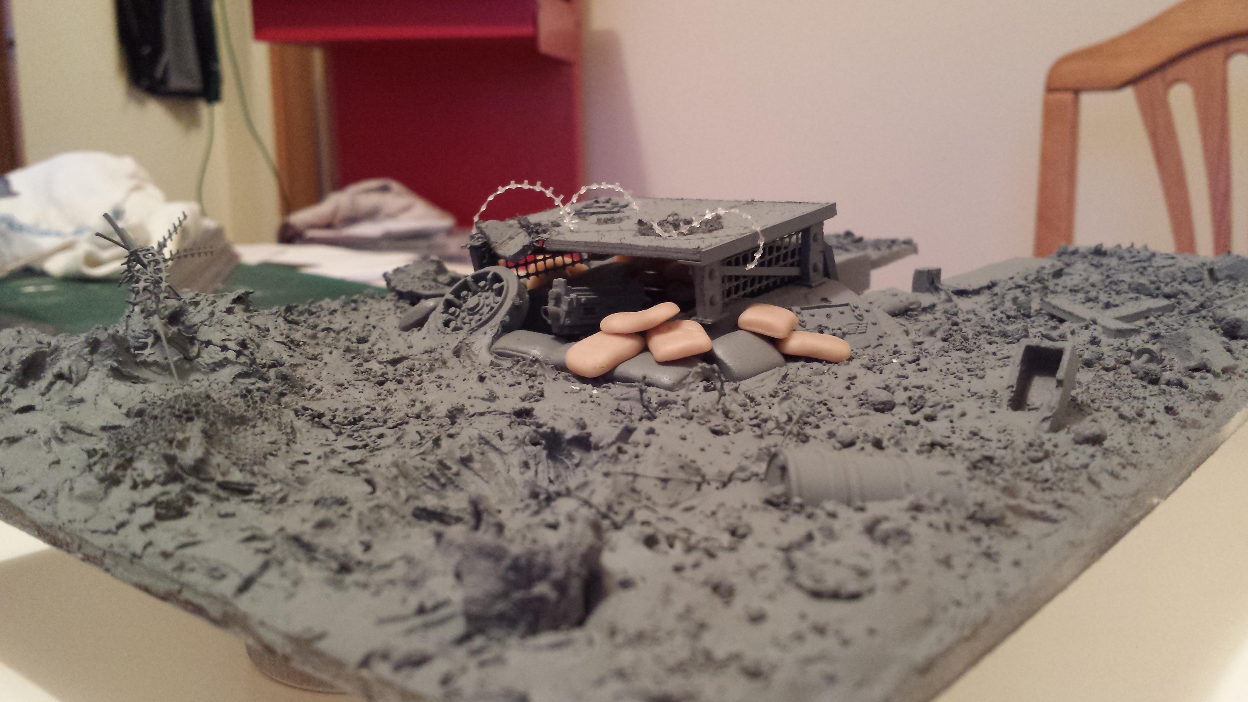 Damage, Fortified, Heavy Bolter, Imperial Guard, Mud, Terrain, Trench, Vraks