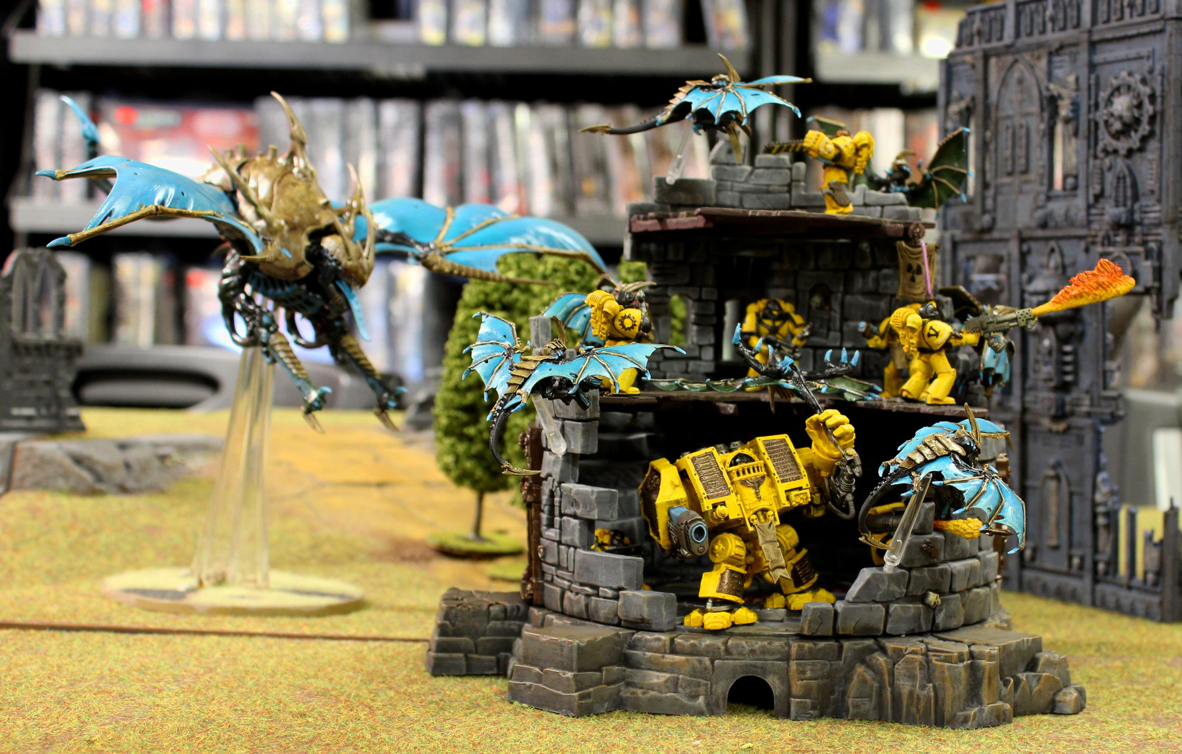 Battle, Dio, Diorama, Gargoyles, Harpy, Space Marines, Tac Squad, Tactical Squad, Tyranids, Warhammer 40,000