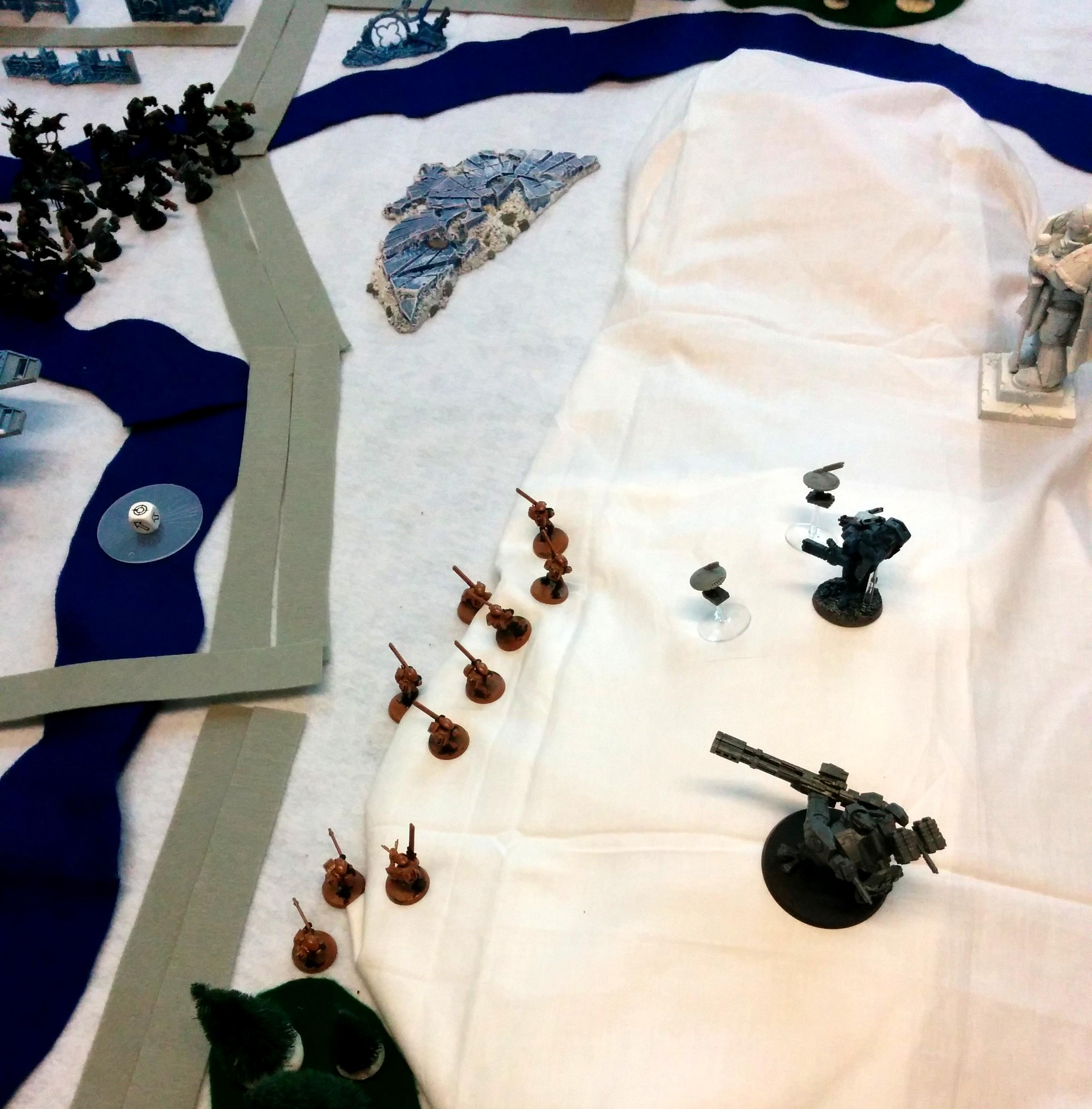 Orks, Tau, Ork Turn 1 - Fire results and movement