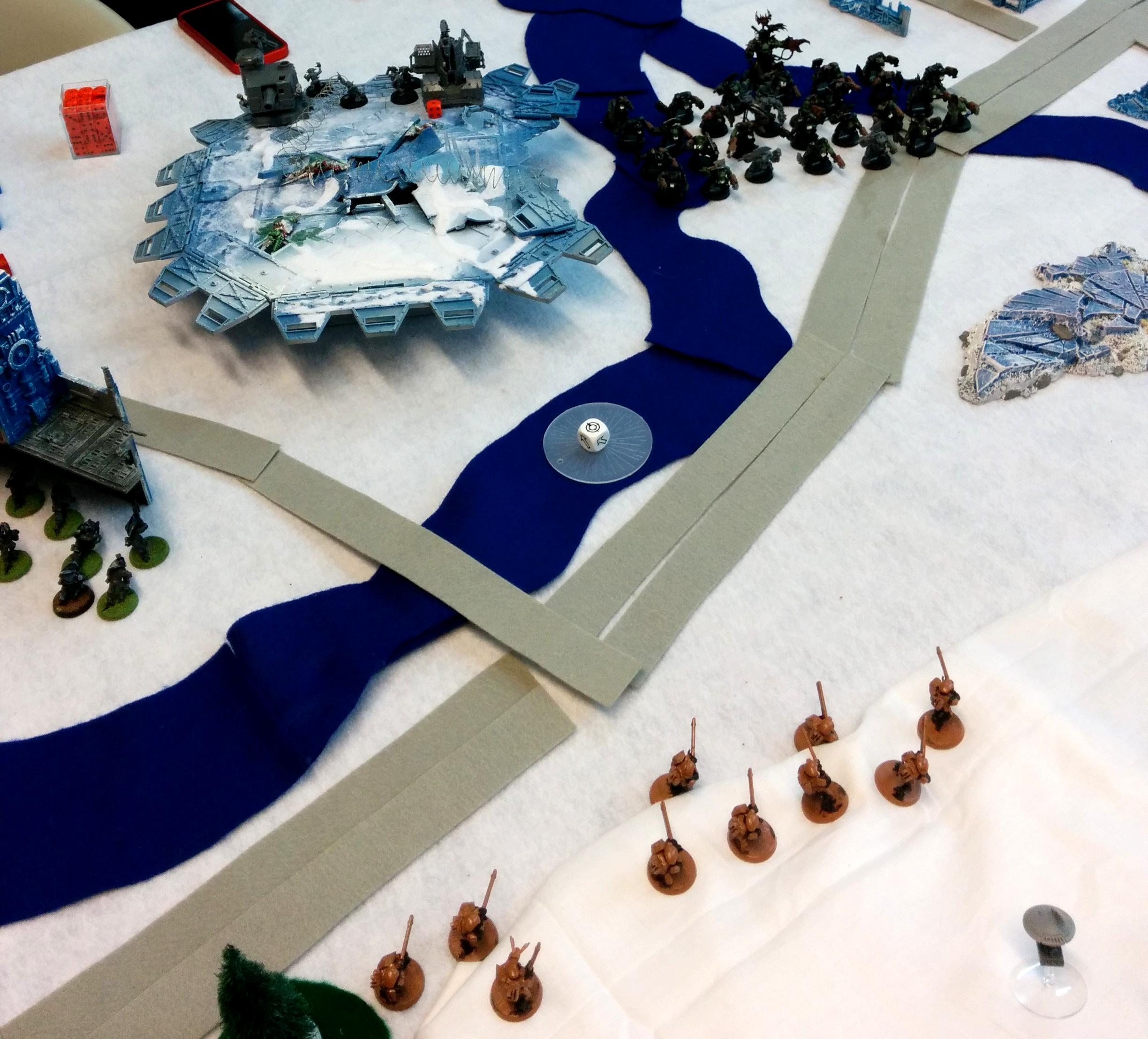 Orks, Tau, Ork Turn 1 - Fire results and movement
