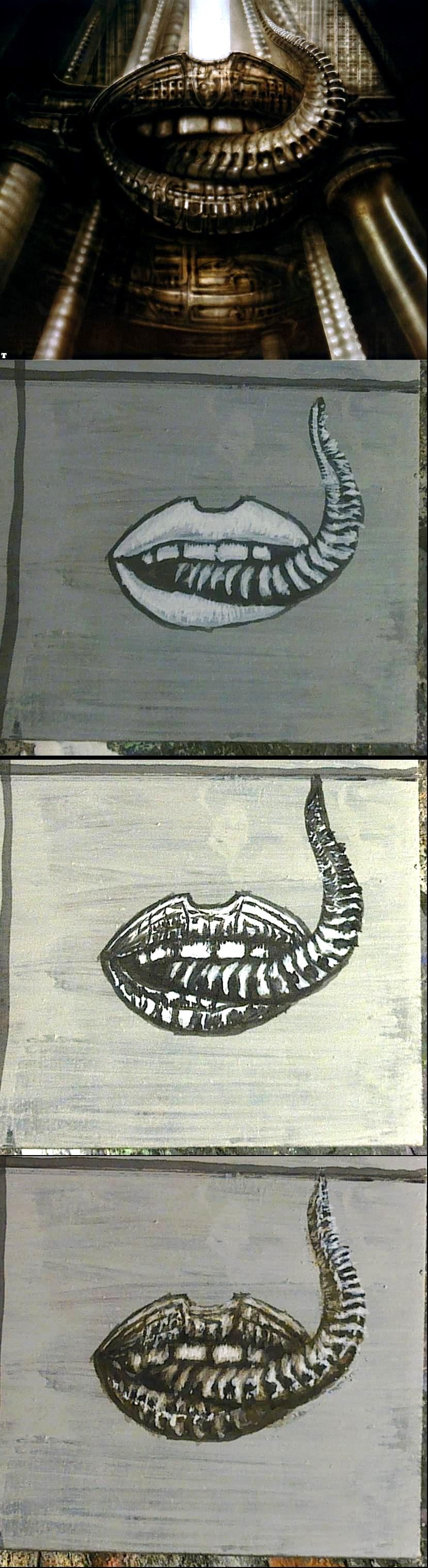 First practice for Giger tank art