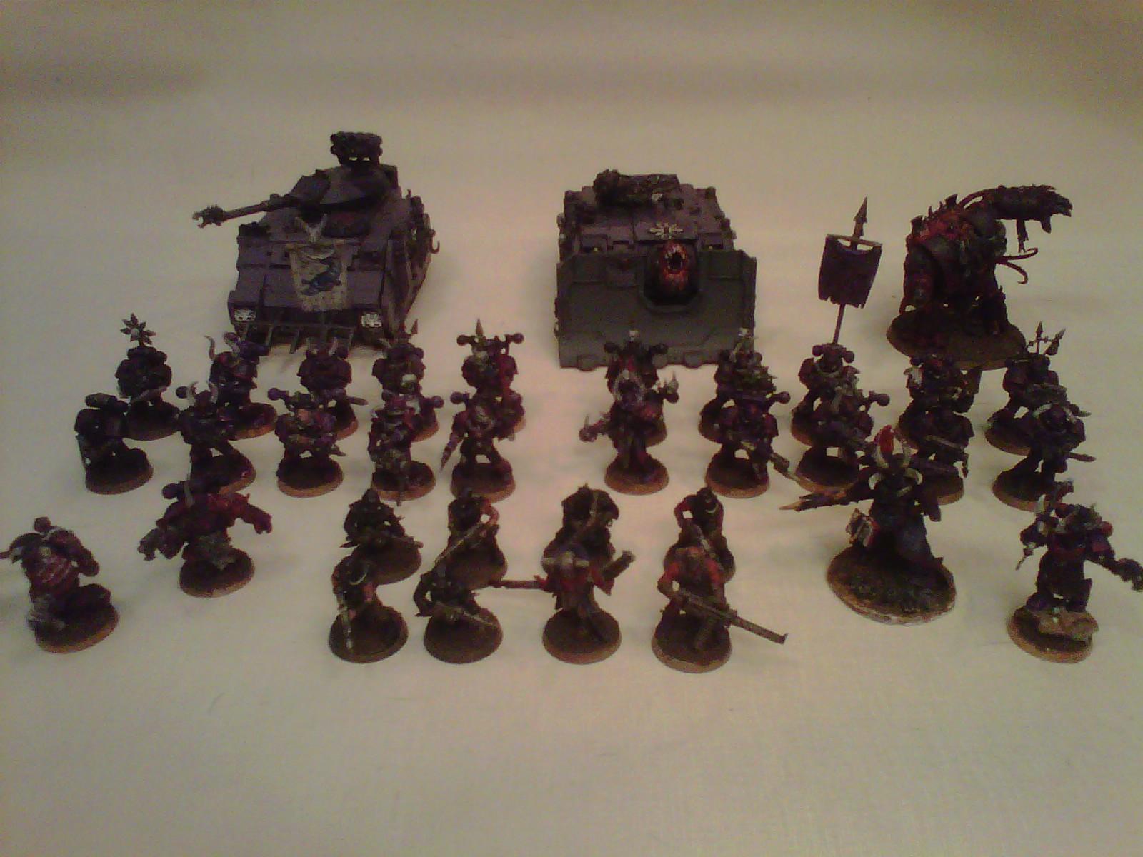 Chaos, Chaos Space Marines, Cultists, Helbrute, Predator, Sorcerer, Vindicator