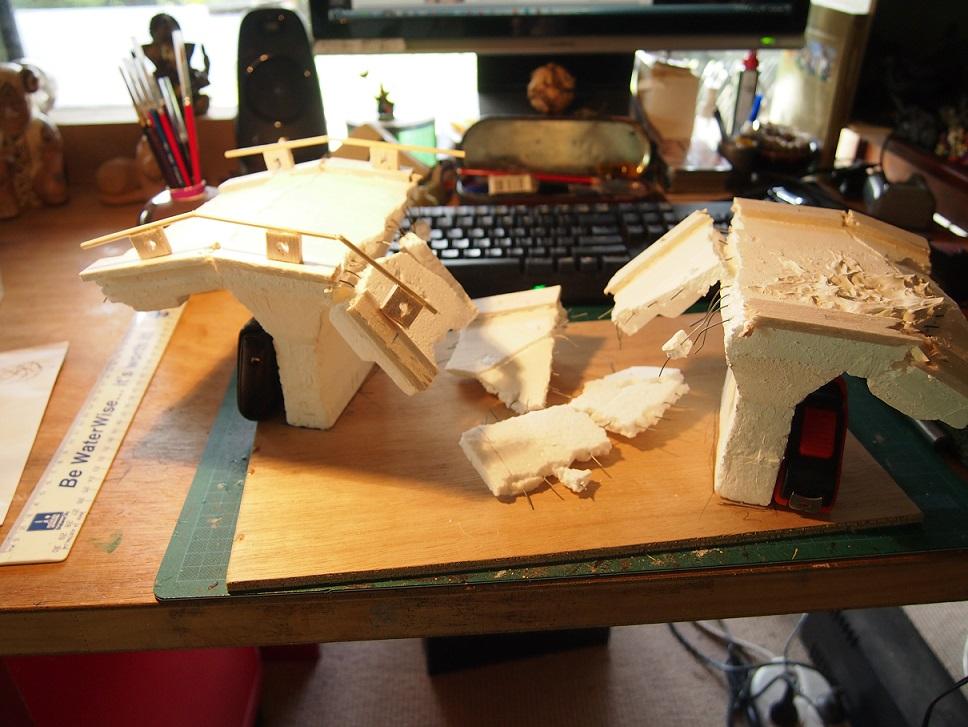Bridge, Mekugi, Scratch Build, Styrofoam, Terrain, Warhammer 40,000, Work In Progress