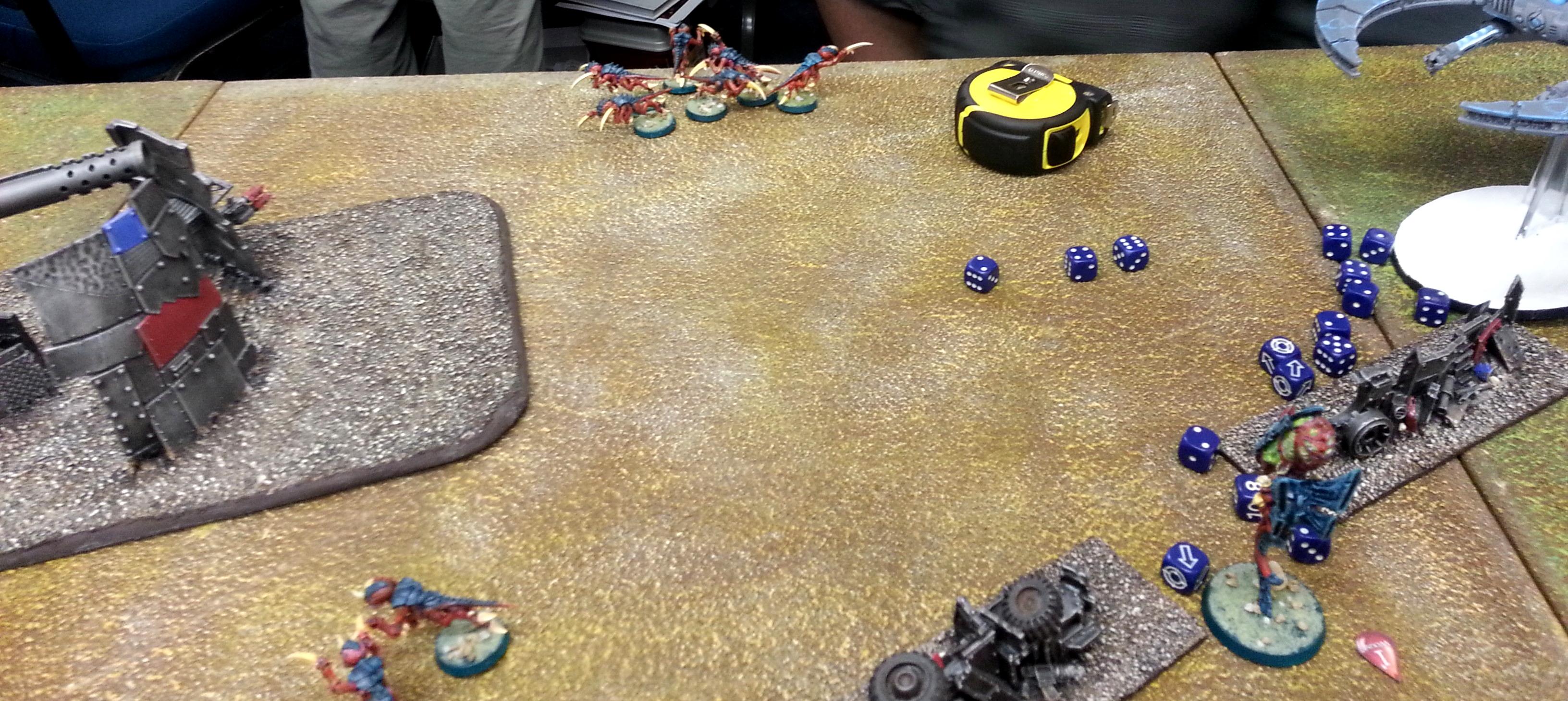Necrons, Tyranids, Turn 4b Tyranids: Hormagaunts escape