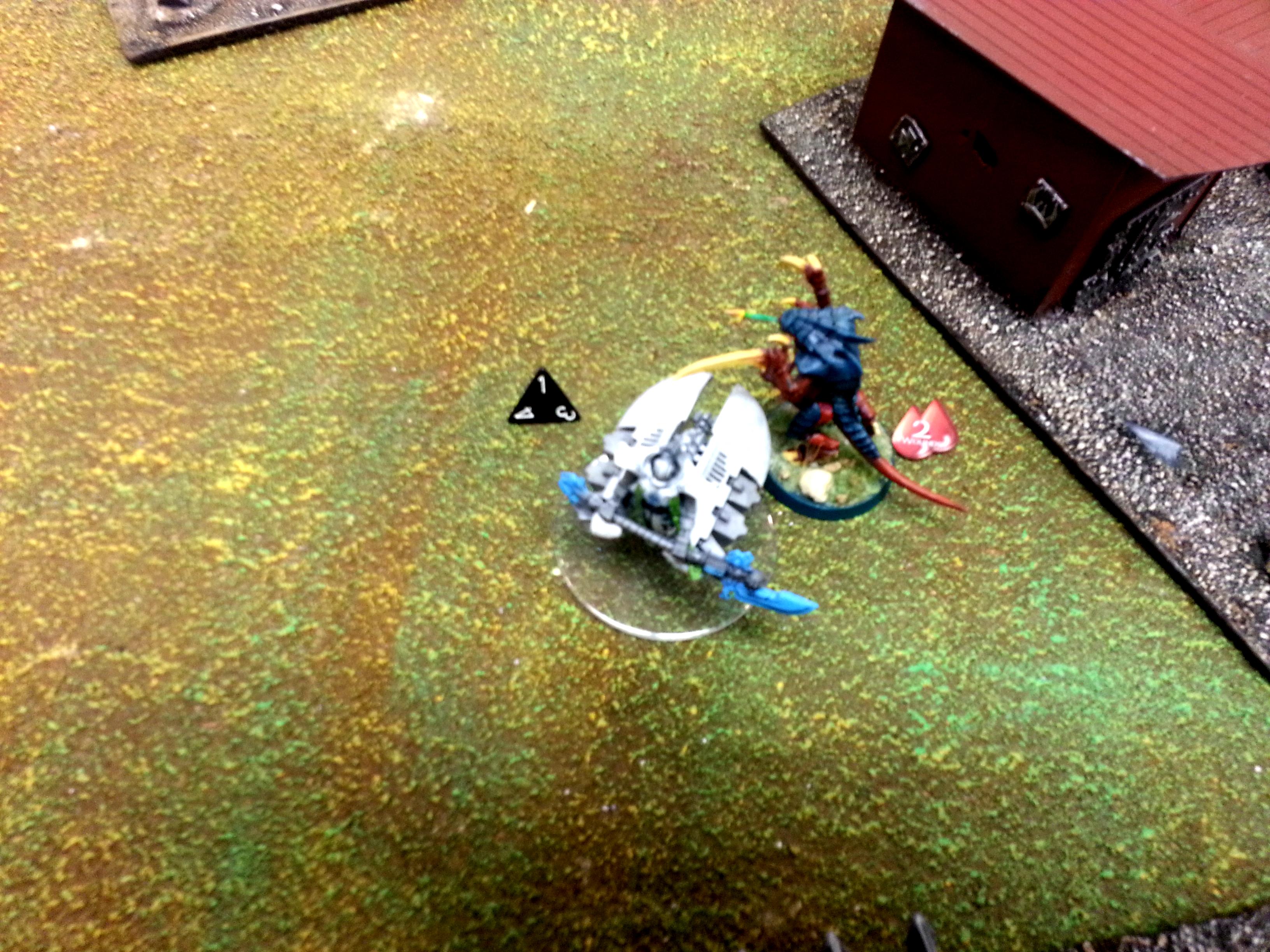 Necrons, Tyranids, Turn 5a Necrons: Warrior wounds Lord, Lord kills Warrior