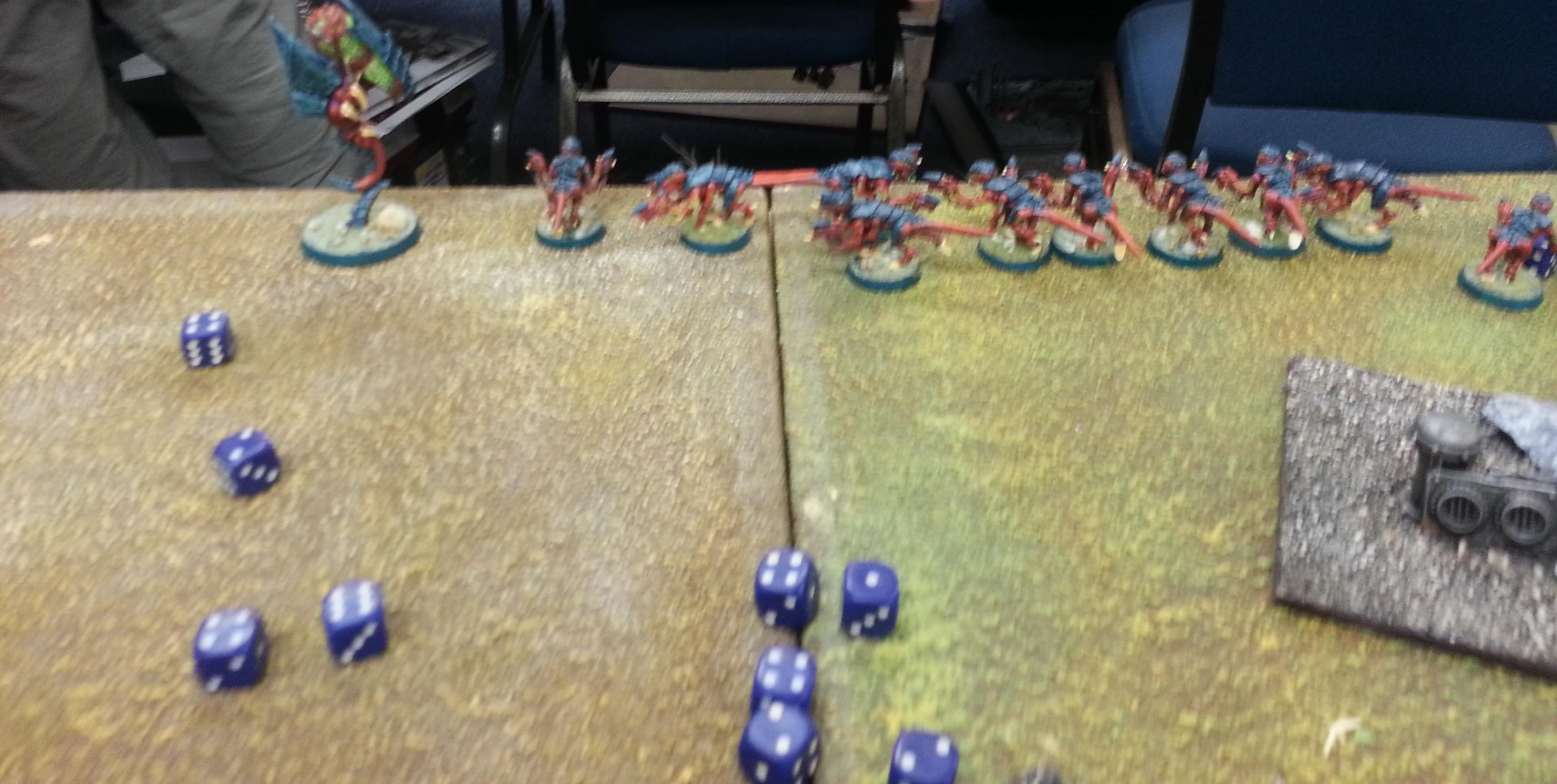 Necrons, Tyranids, Turn 5b Tyranids: Zoey and Spinegaunts escape