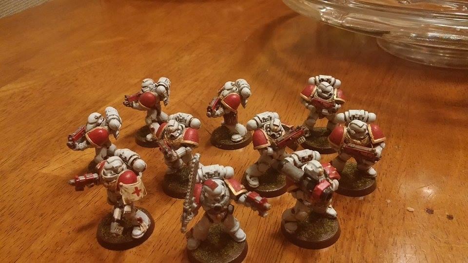 Gold, Red, Space Marines, Squad, Tactical, White