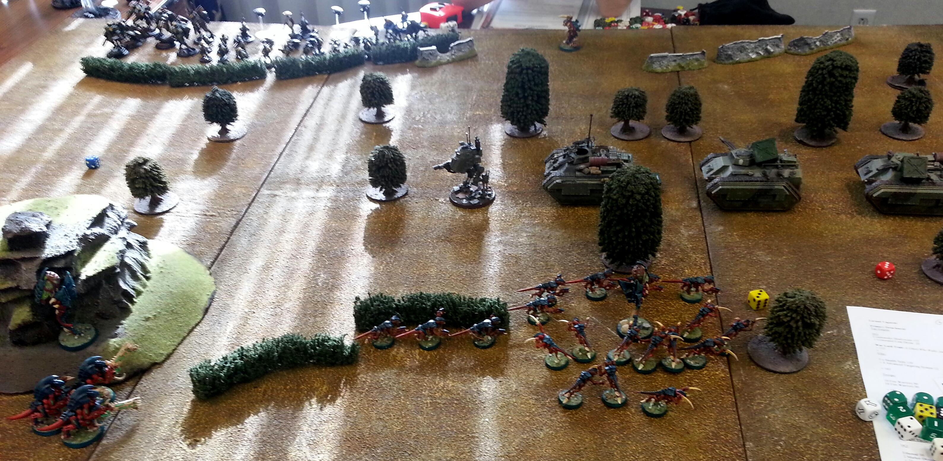 Tau, Tyranids, Turn 1b Tyranids: Gaunts and Zoey move