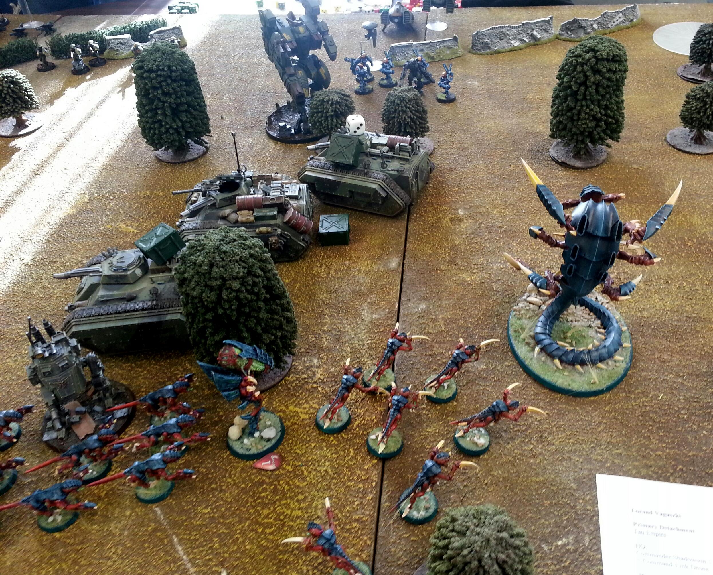 Tau, Tyranids, Turn 3a Tau: Stealths move up