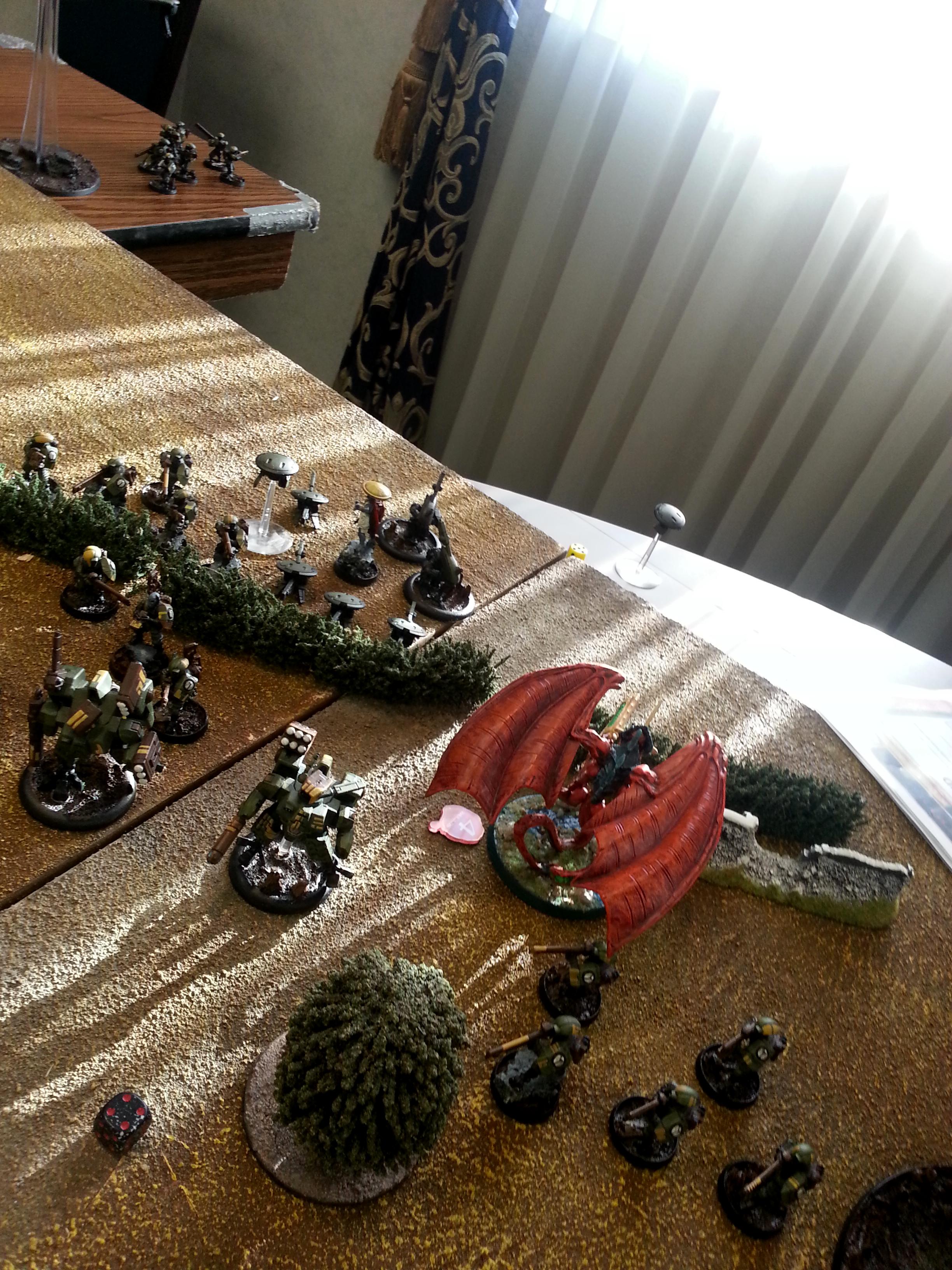 Tau, Tyranids, Turn 3b Tyranids: Harpy shoots Sniper Drones