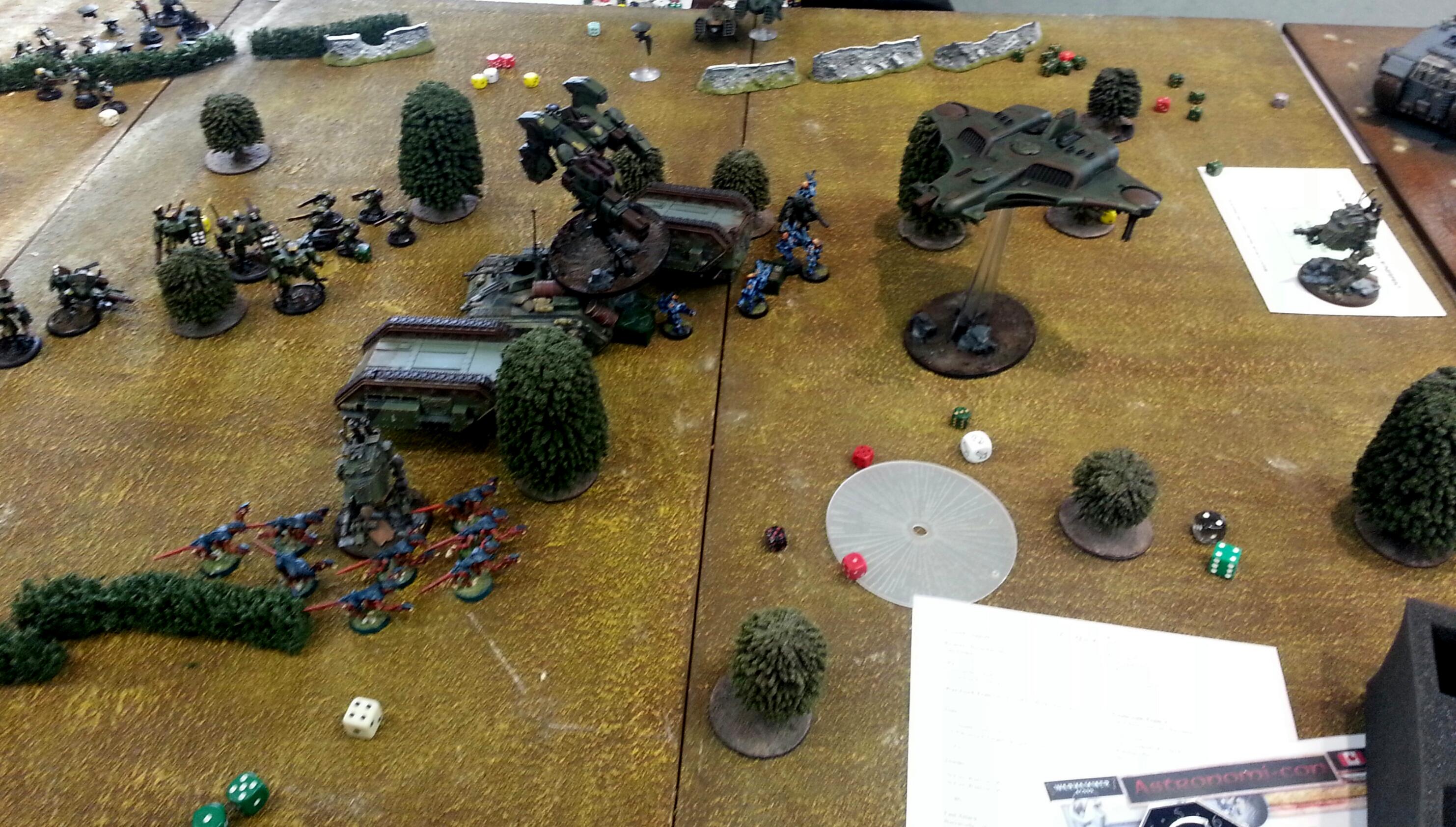 Tau, Tyranids, Turn 4a Tau: Barracuda and Stealths kill Hormagaunts