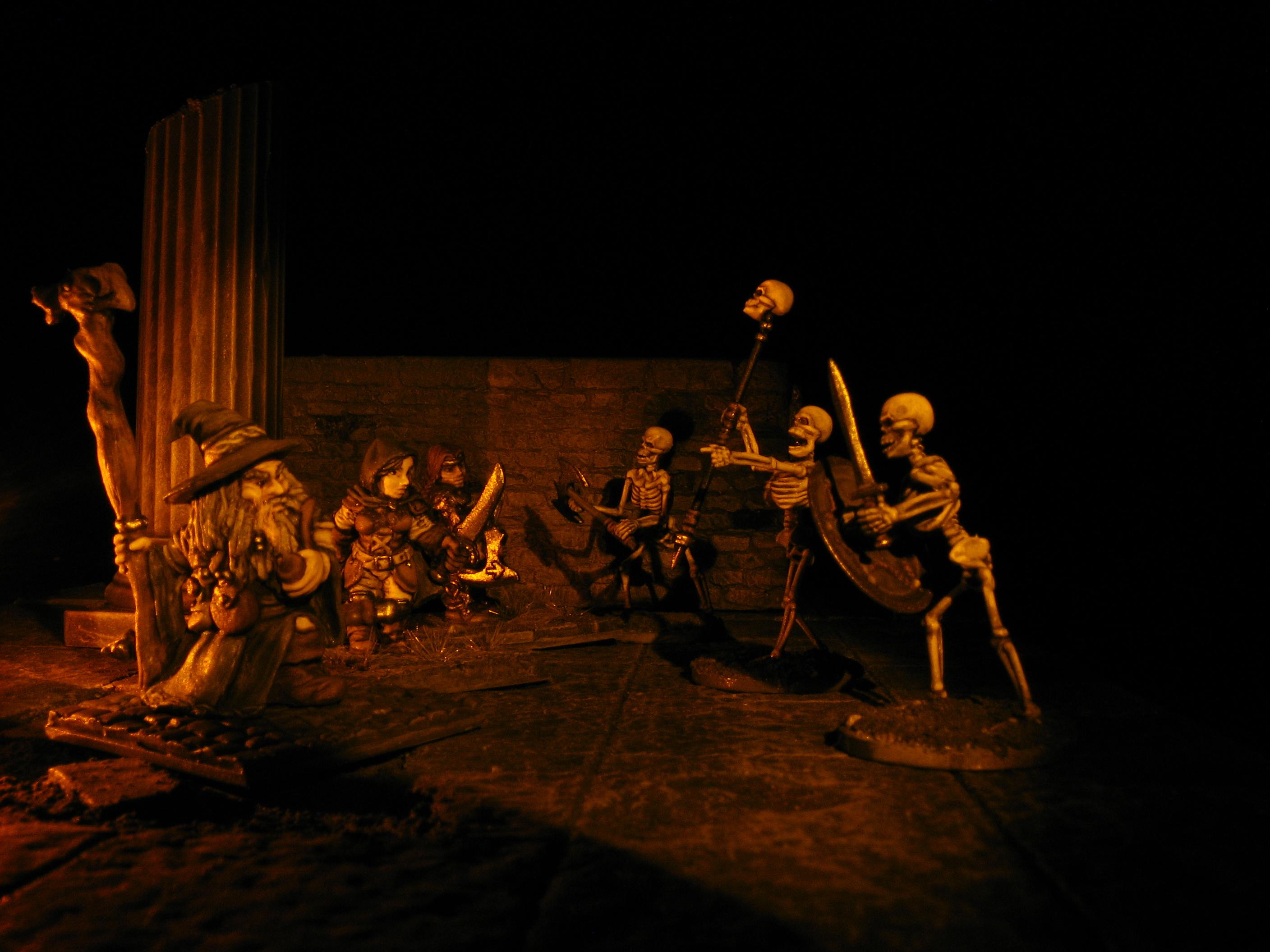 Bones, Chibi, Diorama, Reaper, Skeletons, Wizard