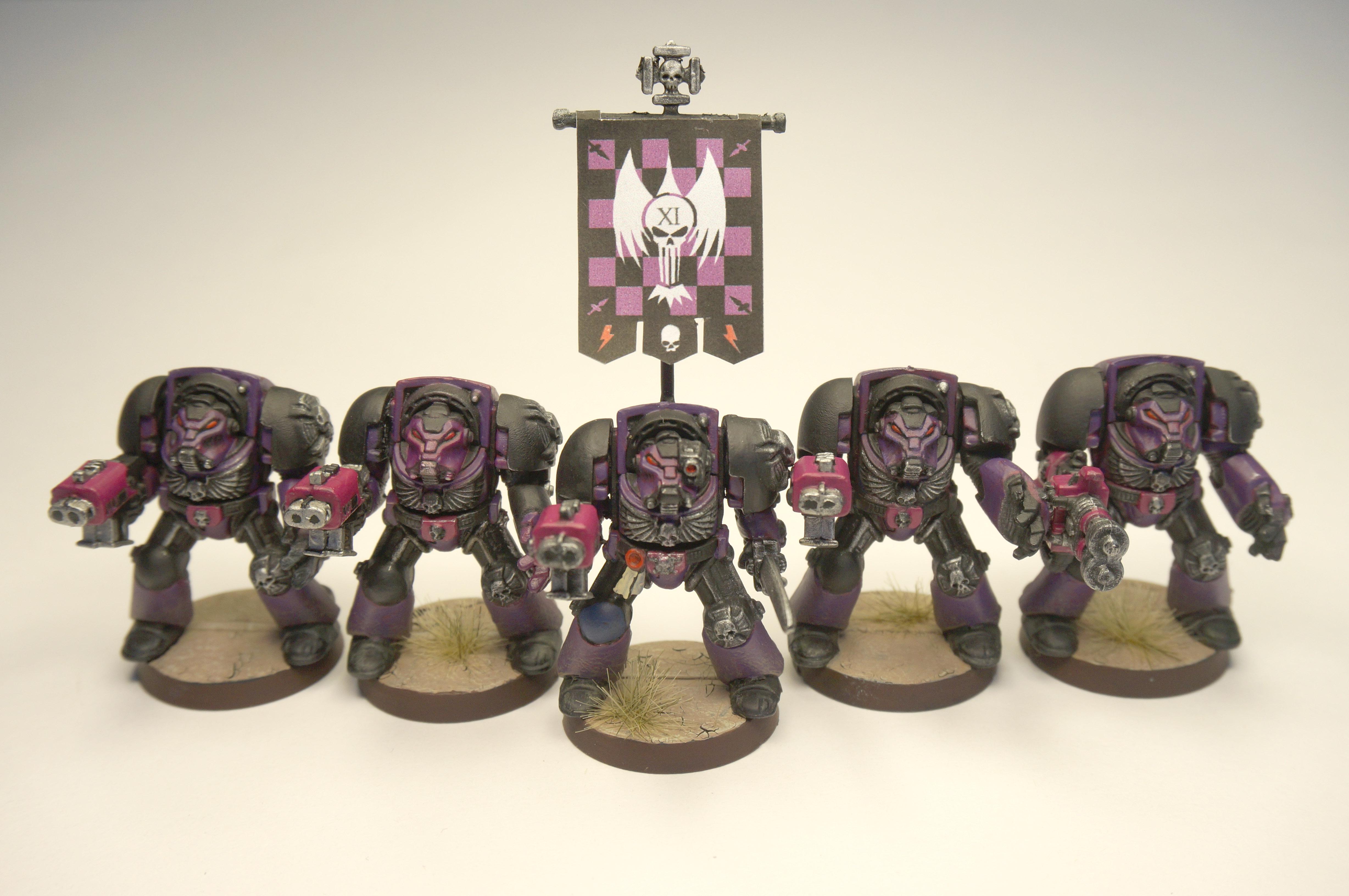 Captain, Death Ravens, Raven Guard, Space Marines, Squad, Terminator Armor