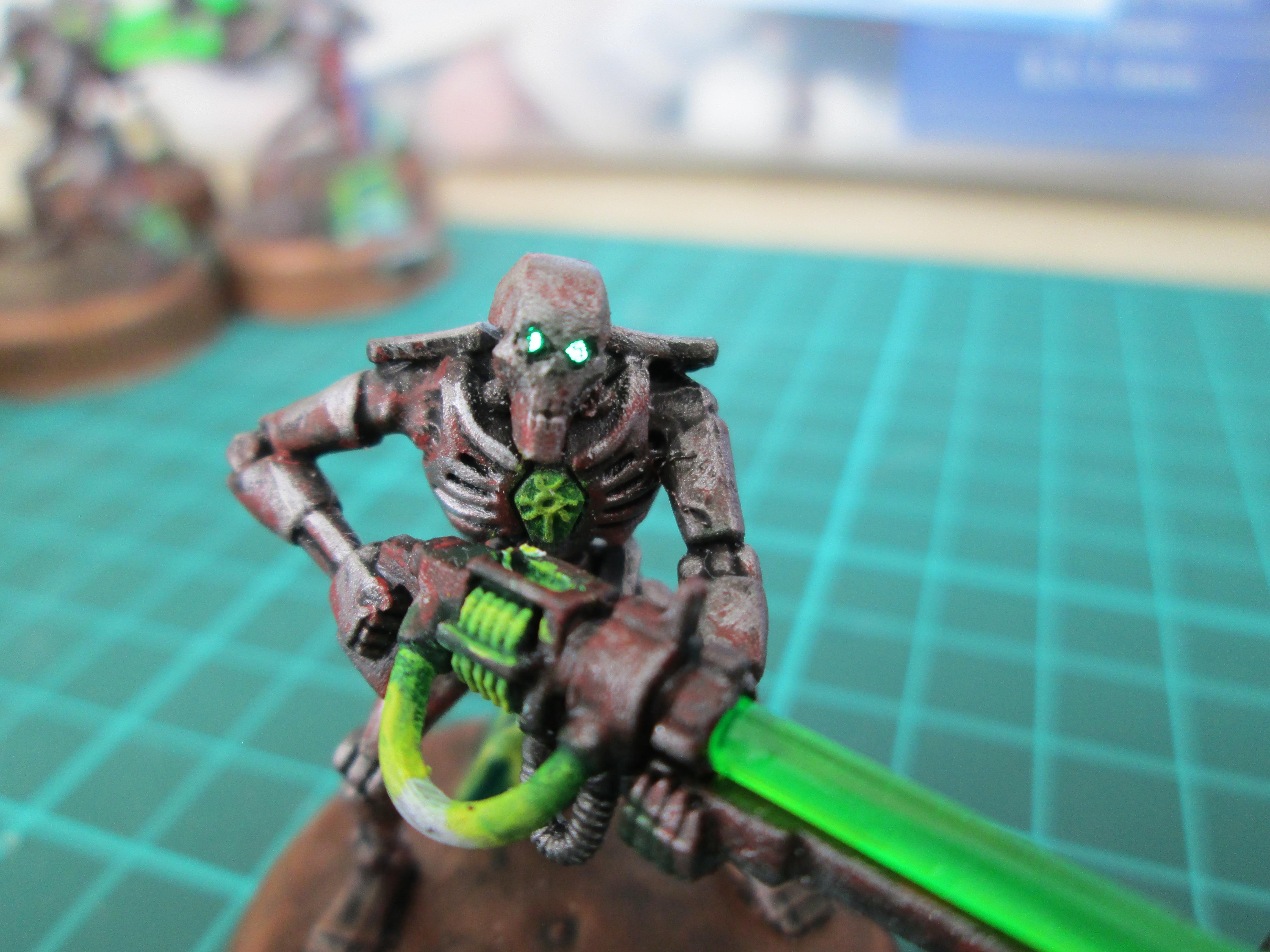 Fibre Optic, Green Eyes, LED, Necron Warrior, Necrons, Rust