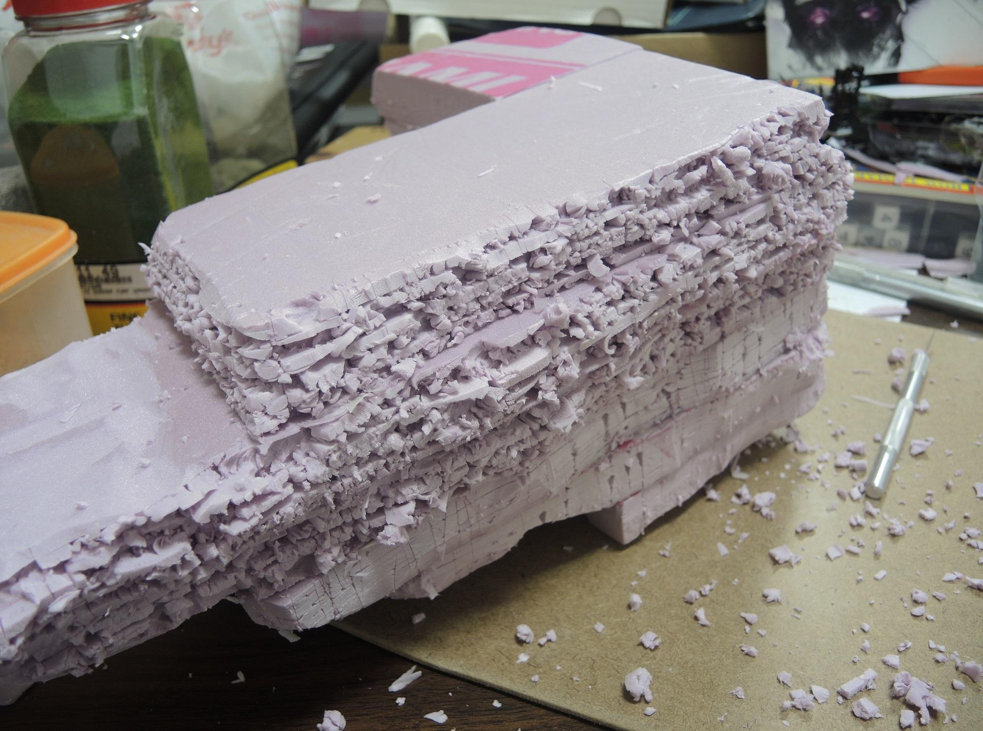 Blue, Commission, Hot Glue, Hotglue, Mesa, Pink, Styrofoam, Terrain, Tutorial, Waaazag, Waazag, Work In Progress