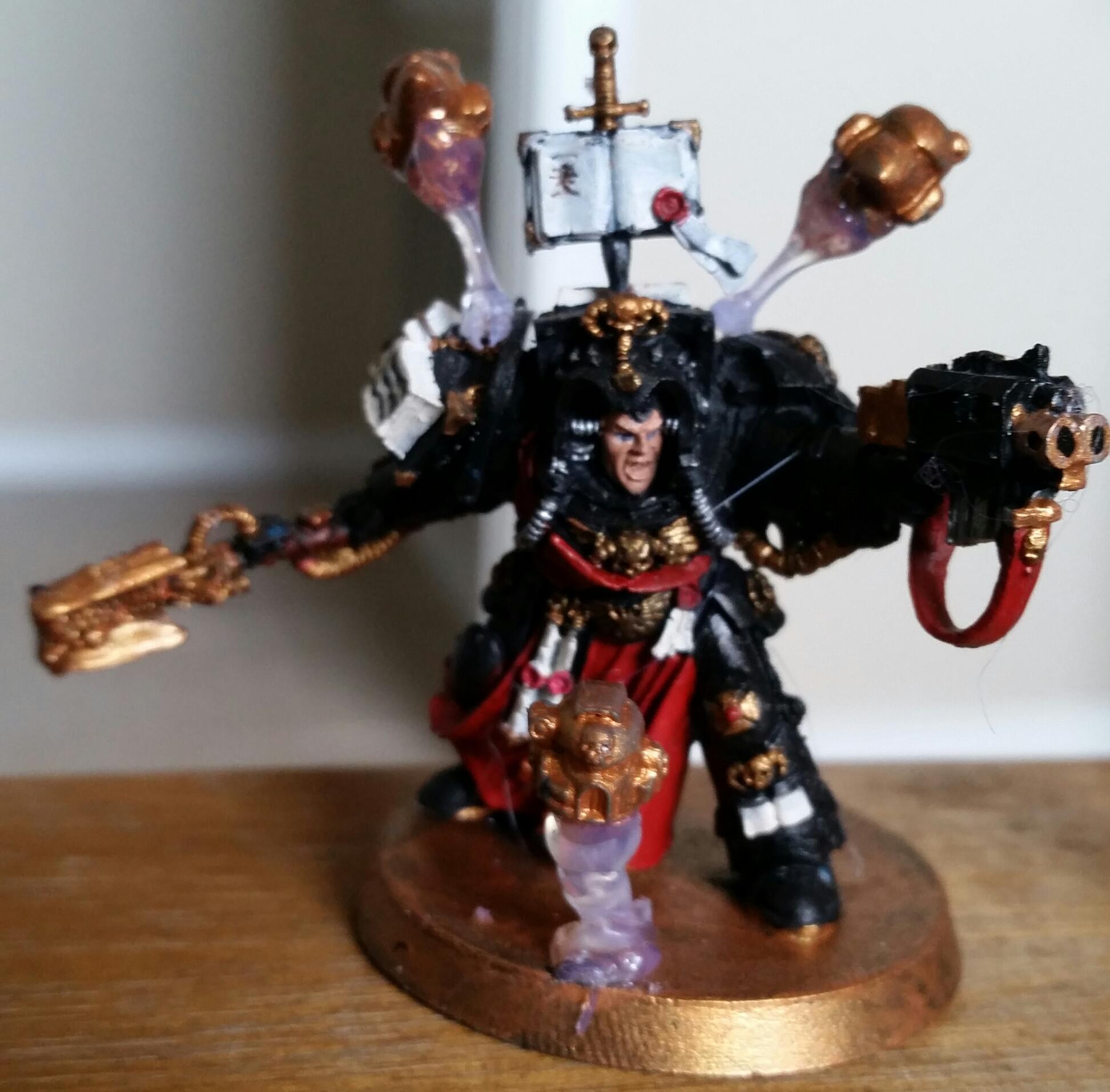 Marine helmets re purposed as  servoskulls