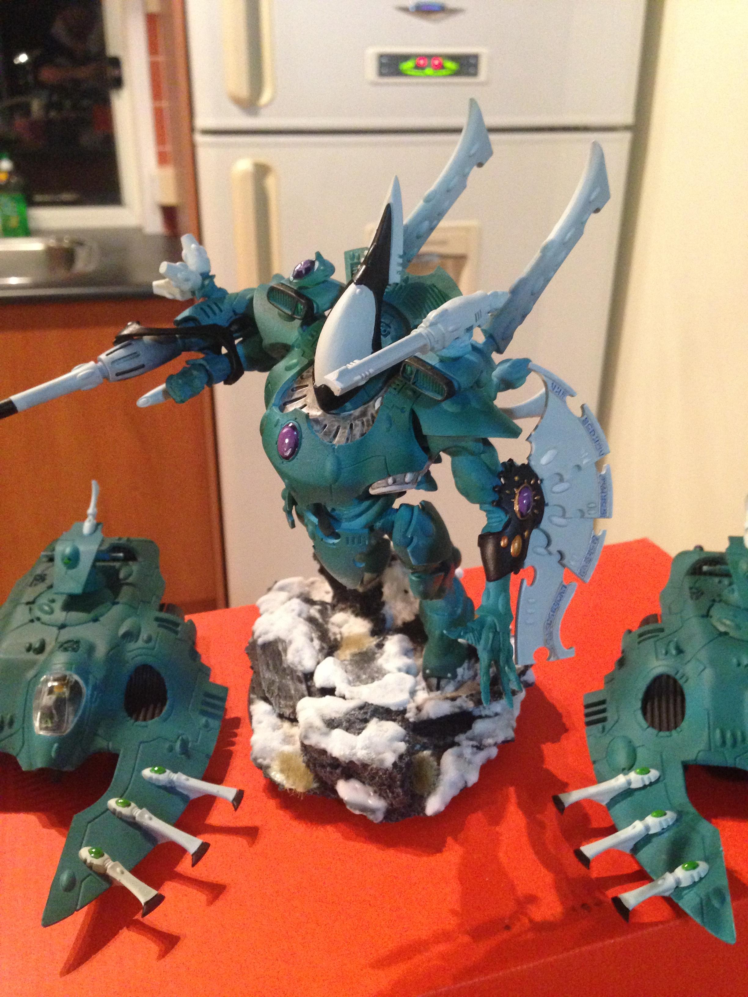 First time using my new airbrush, wraithknight + 2 Wave Serpents