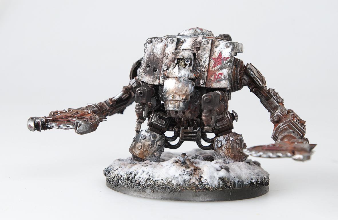 Conversion, Deff Dread, Orks, Snow, Wheatering, White
