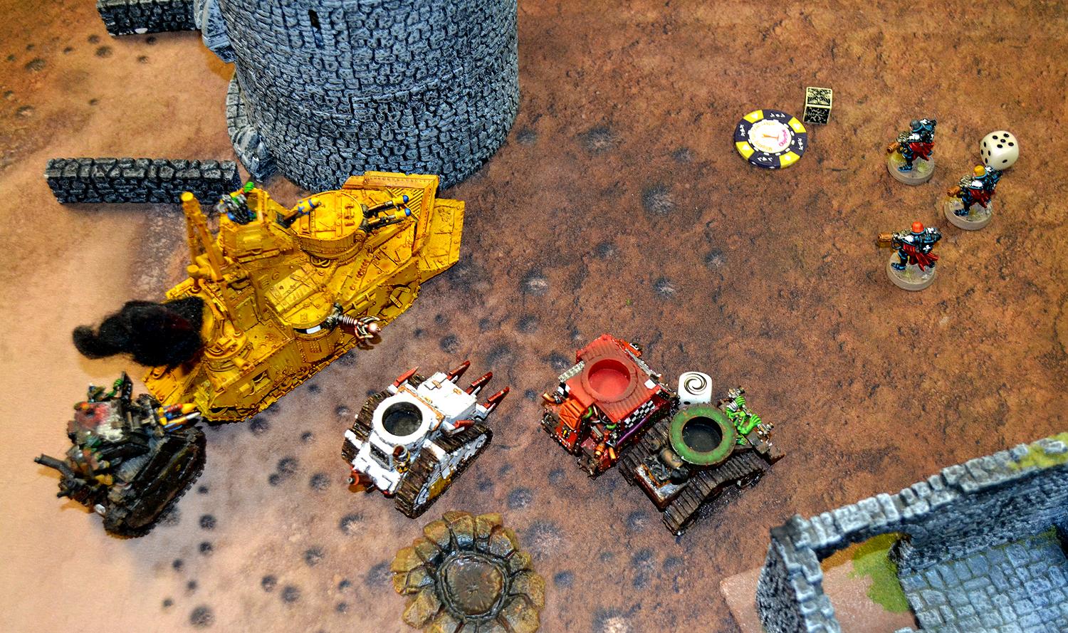 13 Orks T3 tanks shoot blanks
