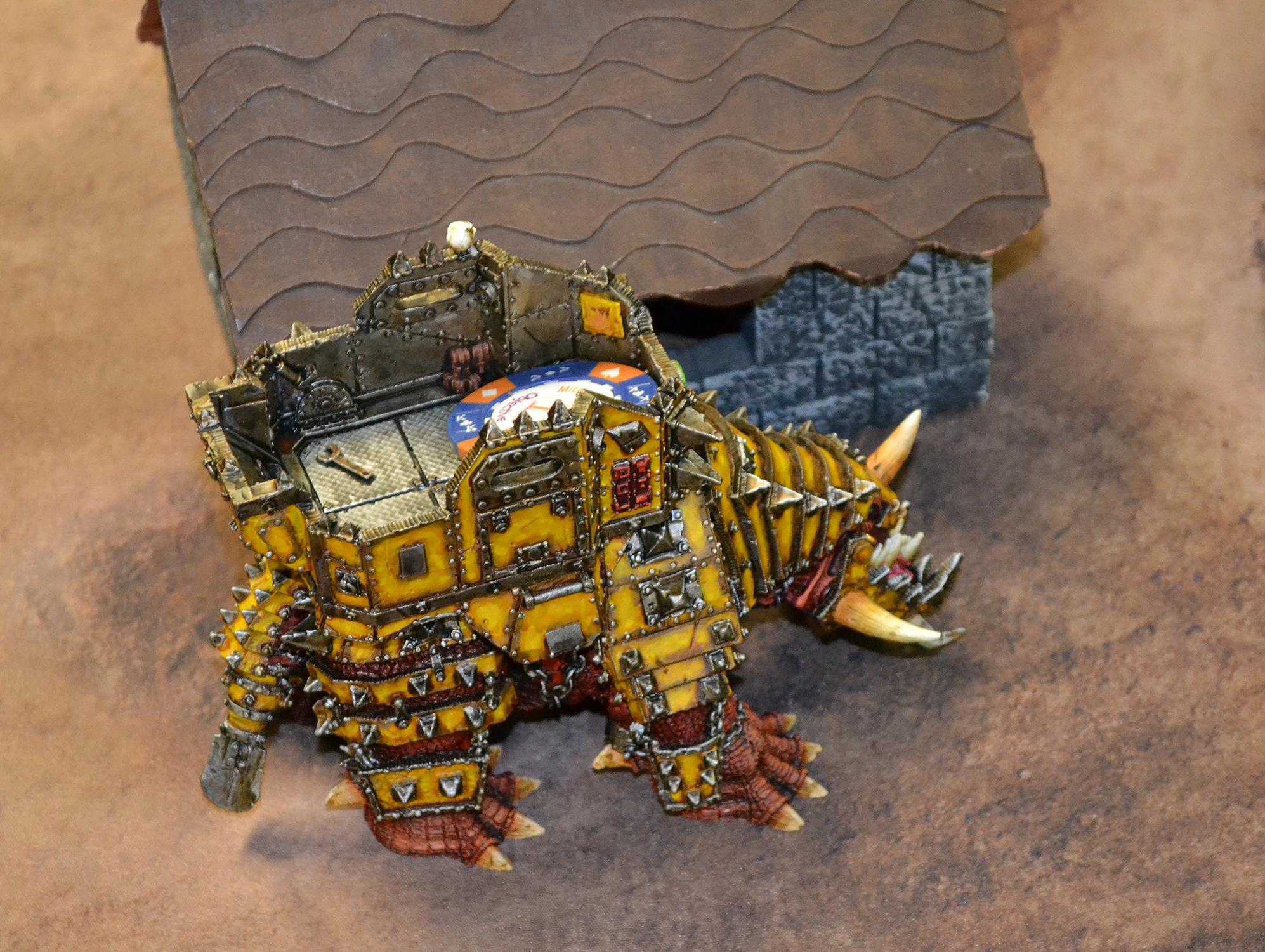 14 Orks T3 squiggoth retreats