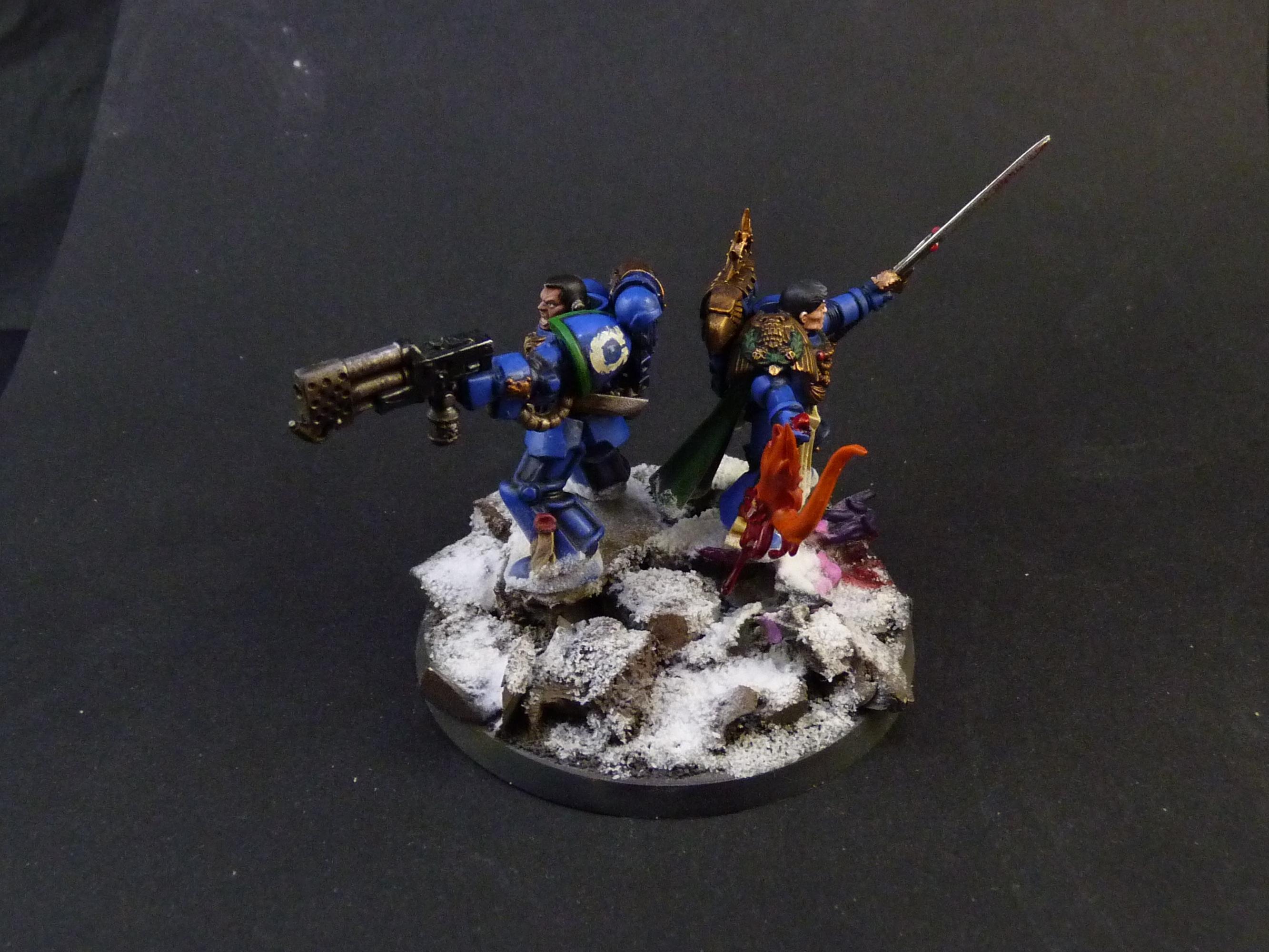 Diorama, Pasanius Lysane, Space Marines, Ultramarines, Uriel Ventris